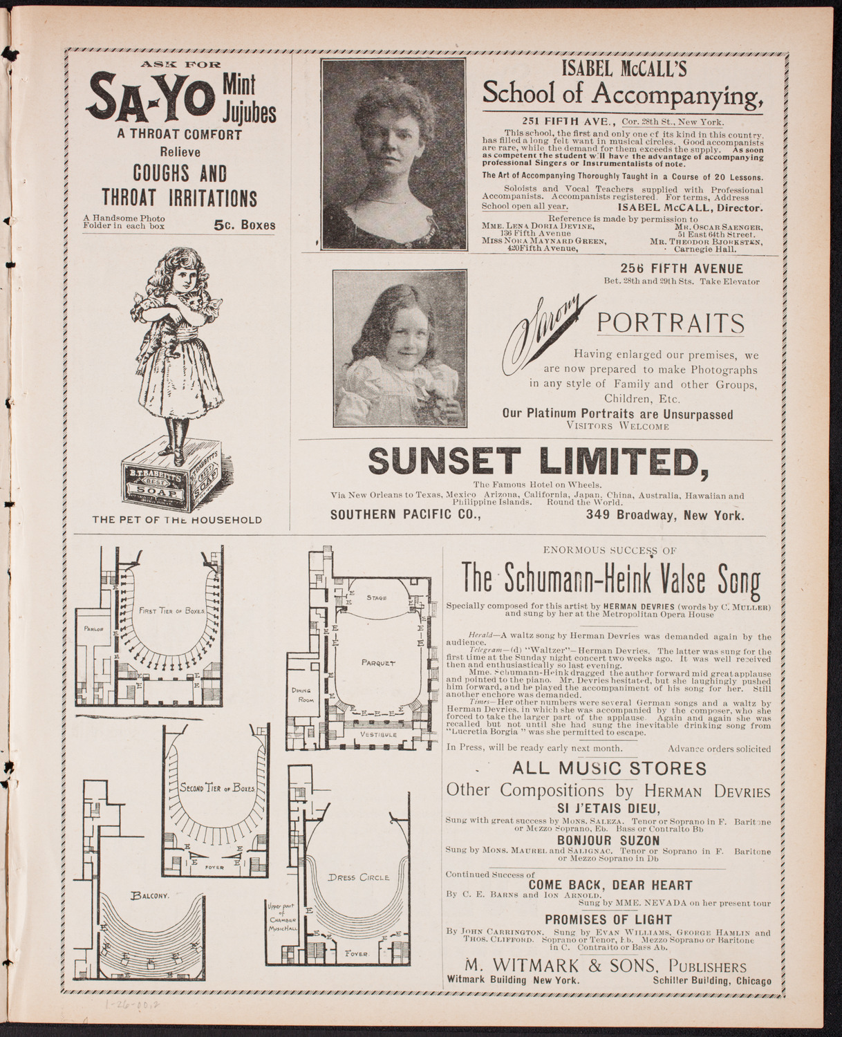 New York Philharmonic, January 26, 1900, program page 3