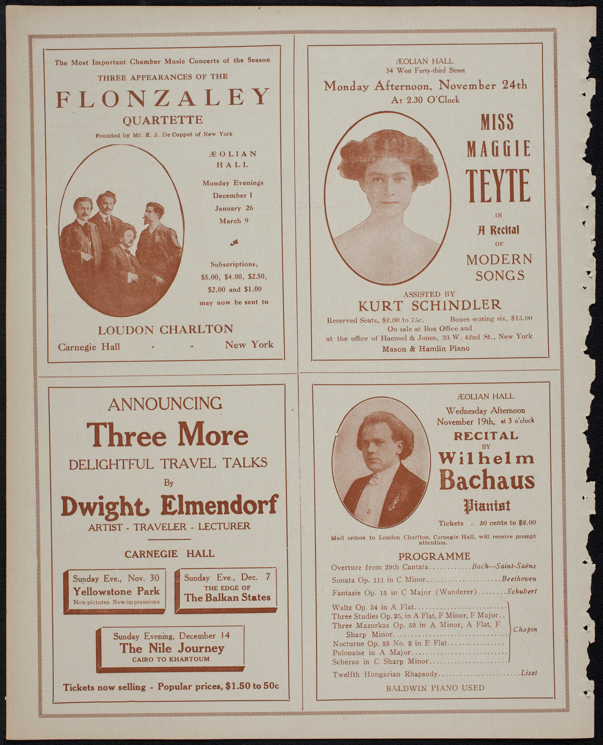 Ignacy Jan Paderewski, Piano, November 15, 1913, program page 10