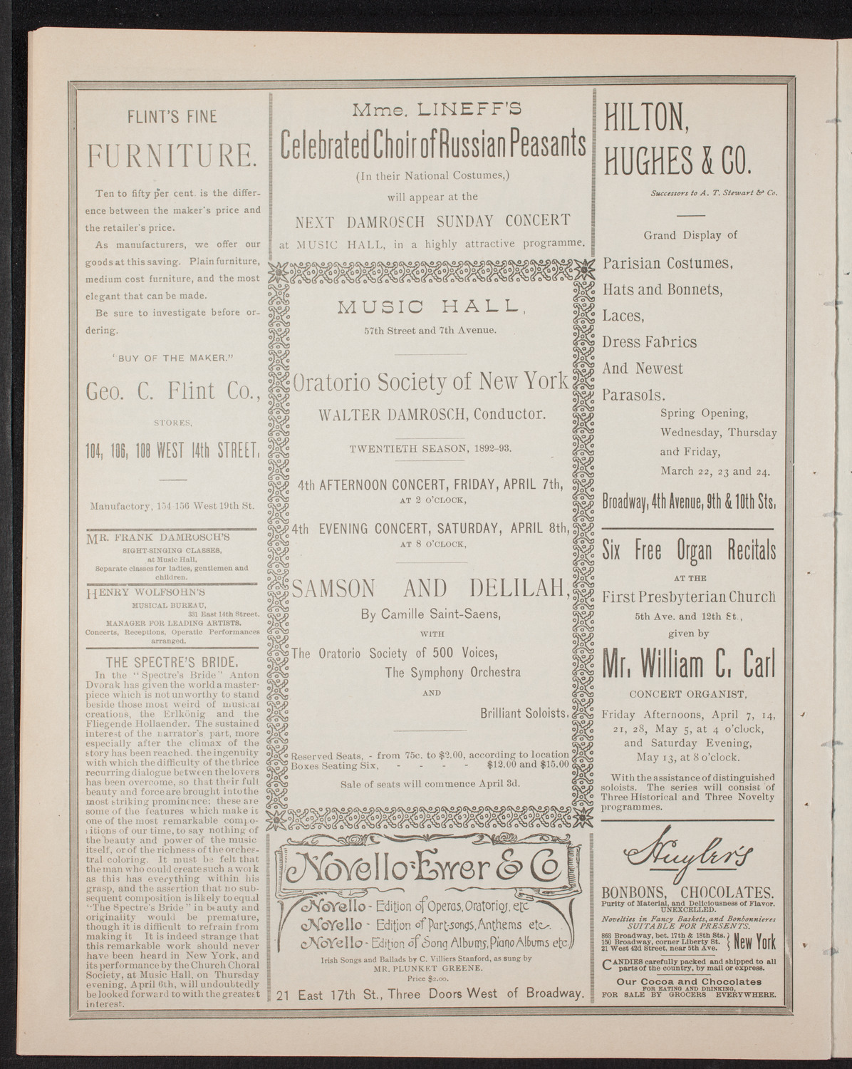 New York Philharmonic, March 25, 1893, program page 6