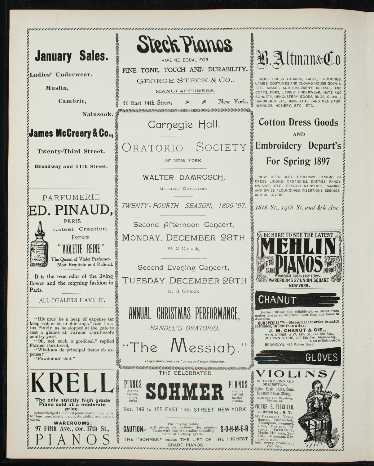 Oratorio Society of New York, December 28, 1896, program page 4