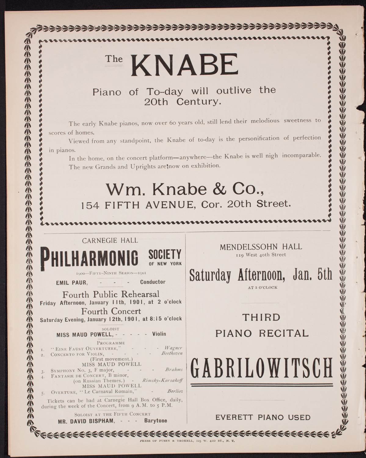 Oratorio Society of New York, December 27, 1900, program page 12