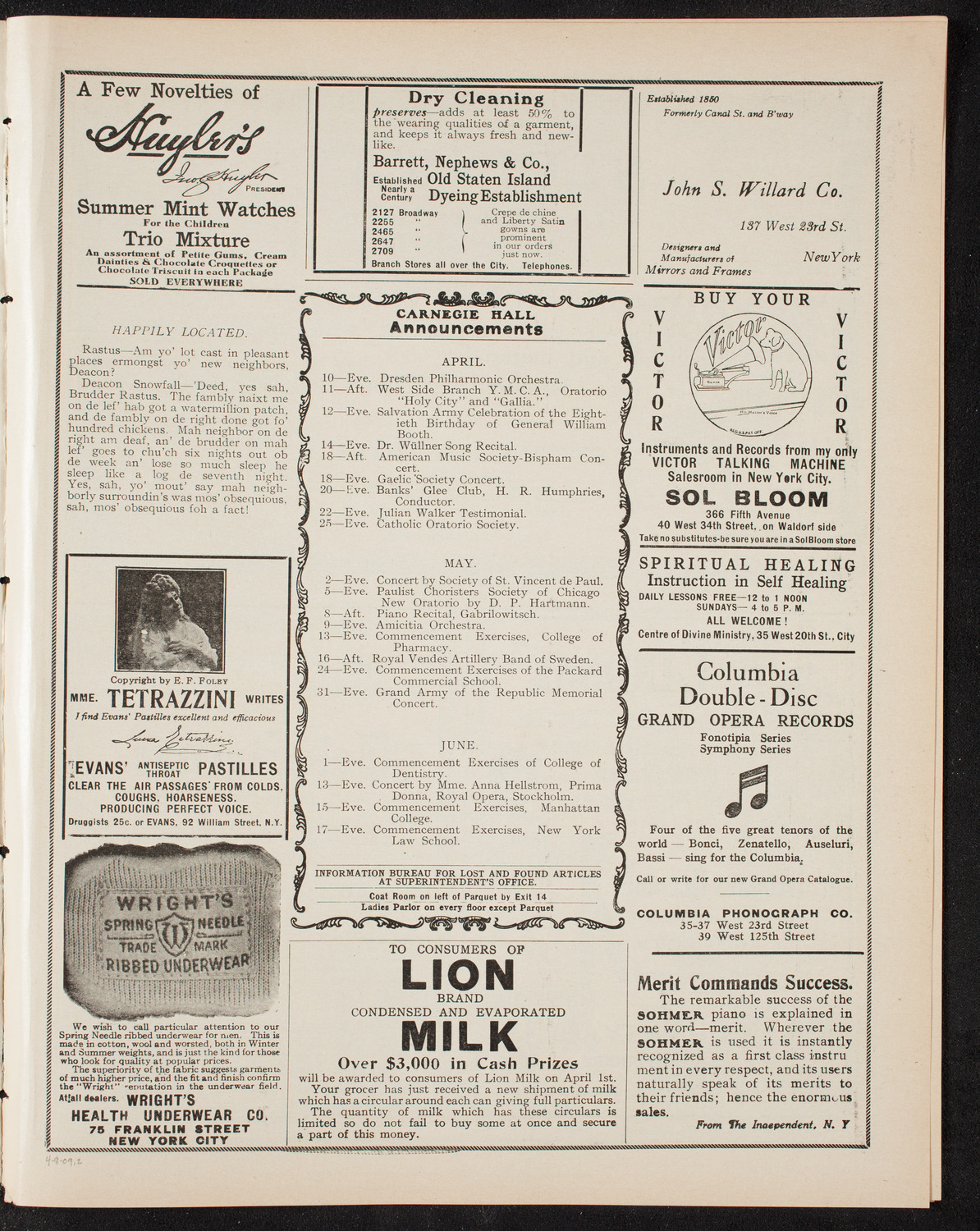 Oratorio Society of New York, April 8, 1909, program page 3