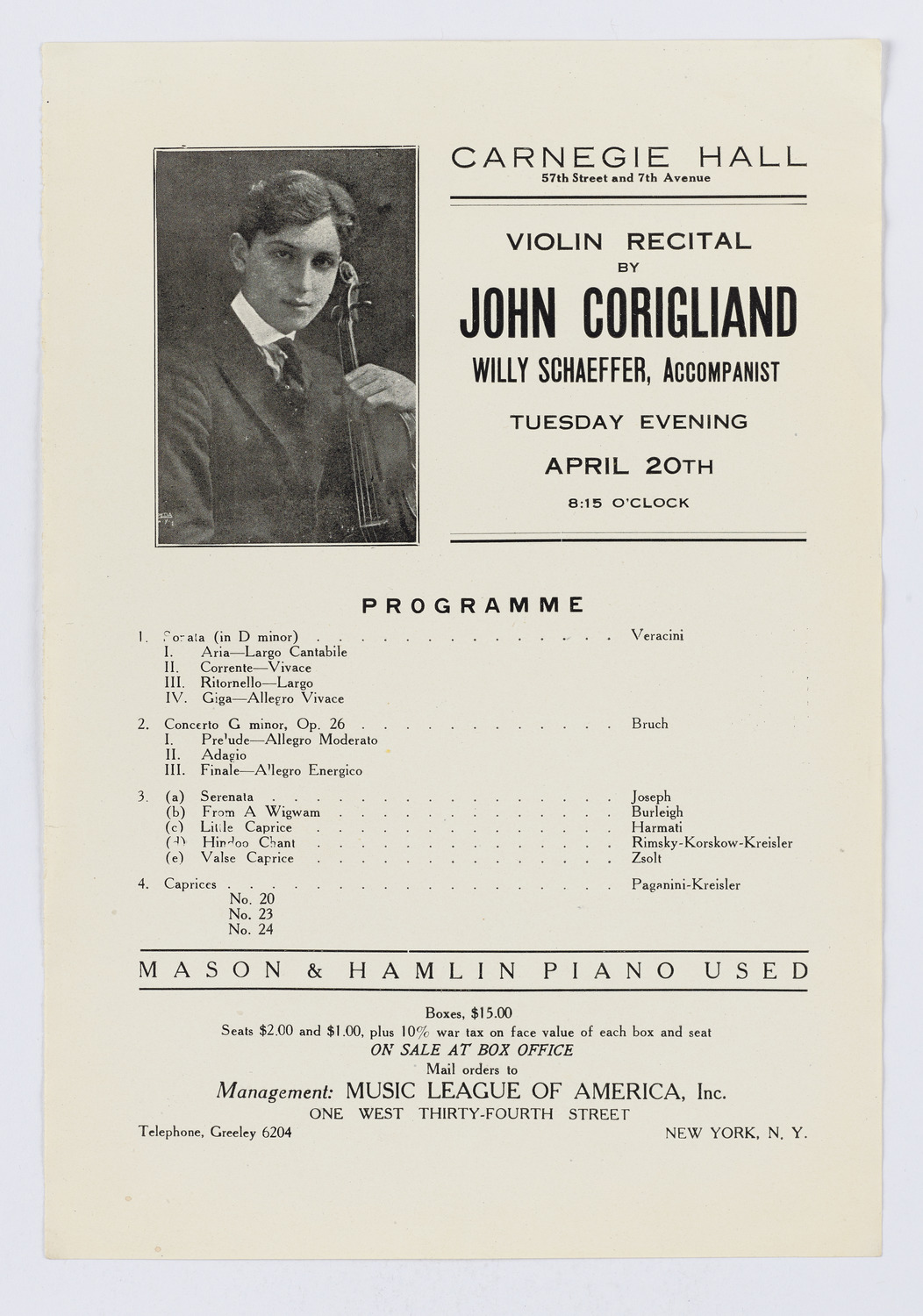 John Corigliano, April 20, 1920