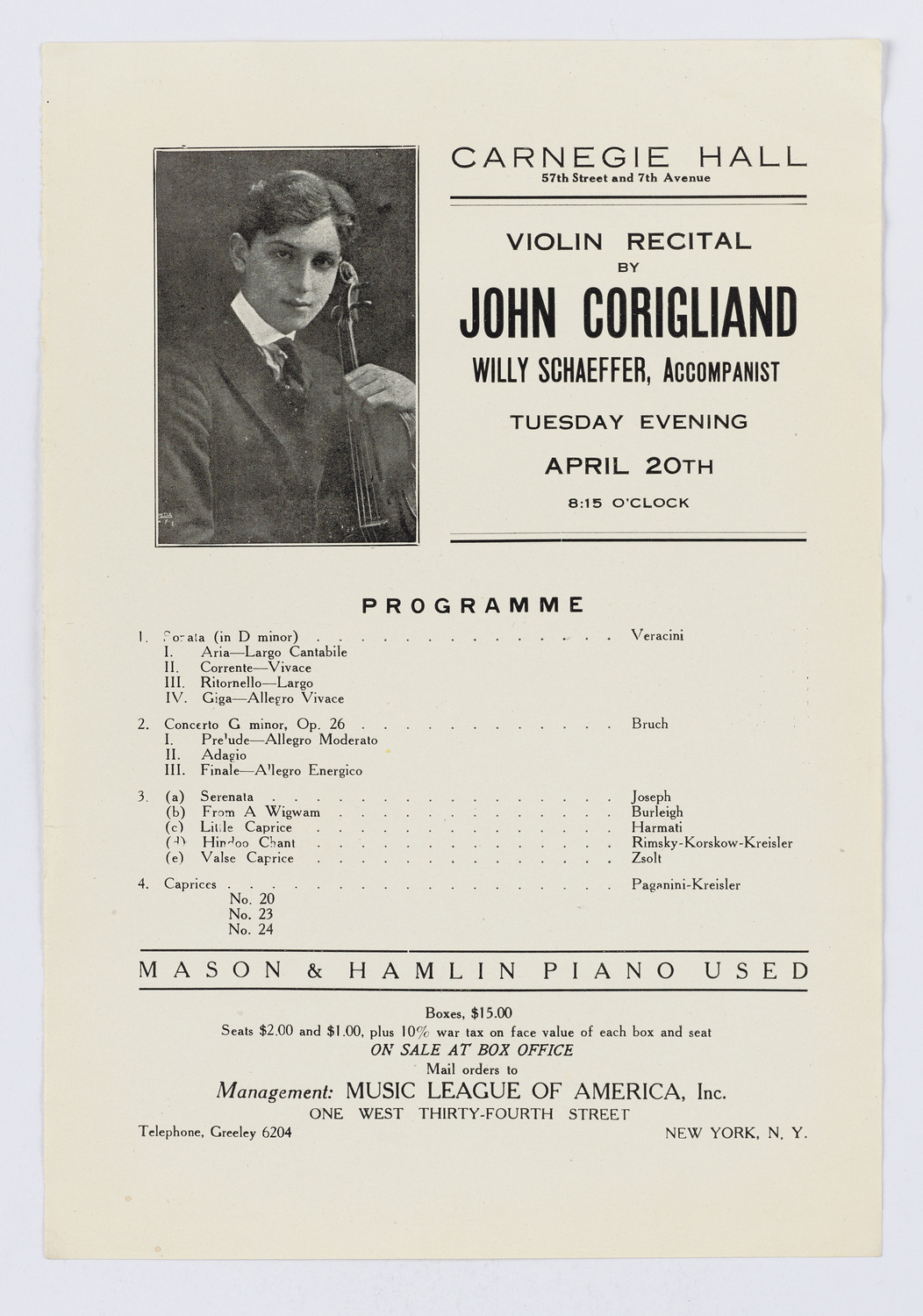 John Corigliano, April 20, 1920