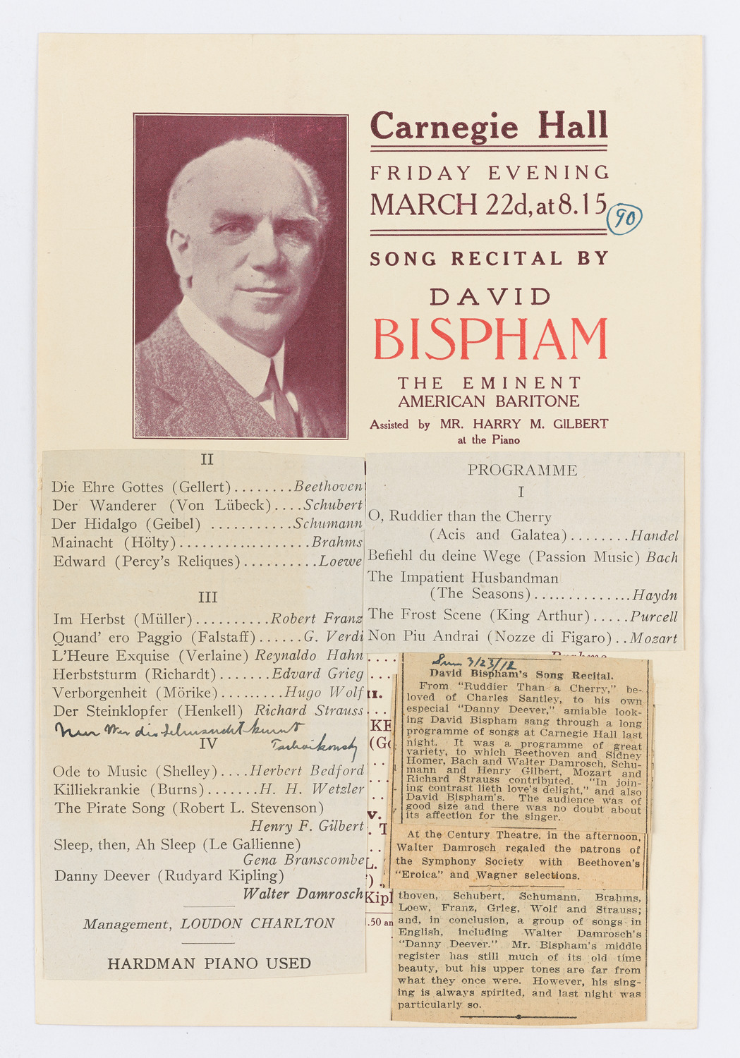 David Bispham, March 22, 1912