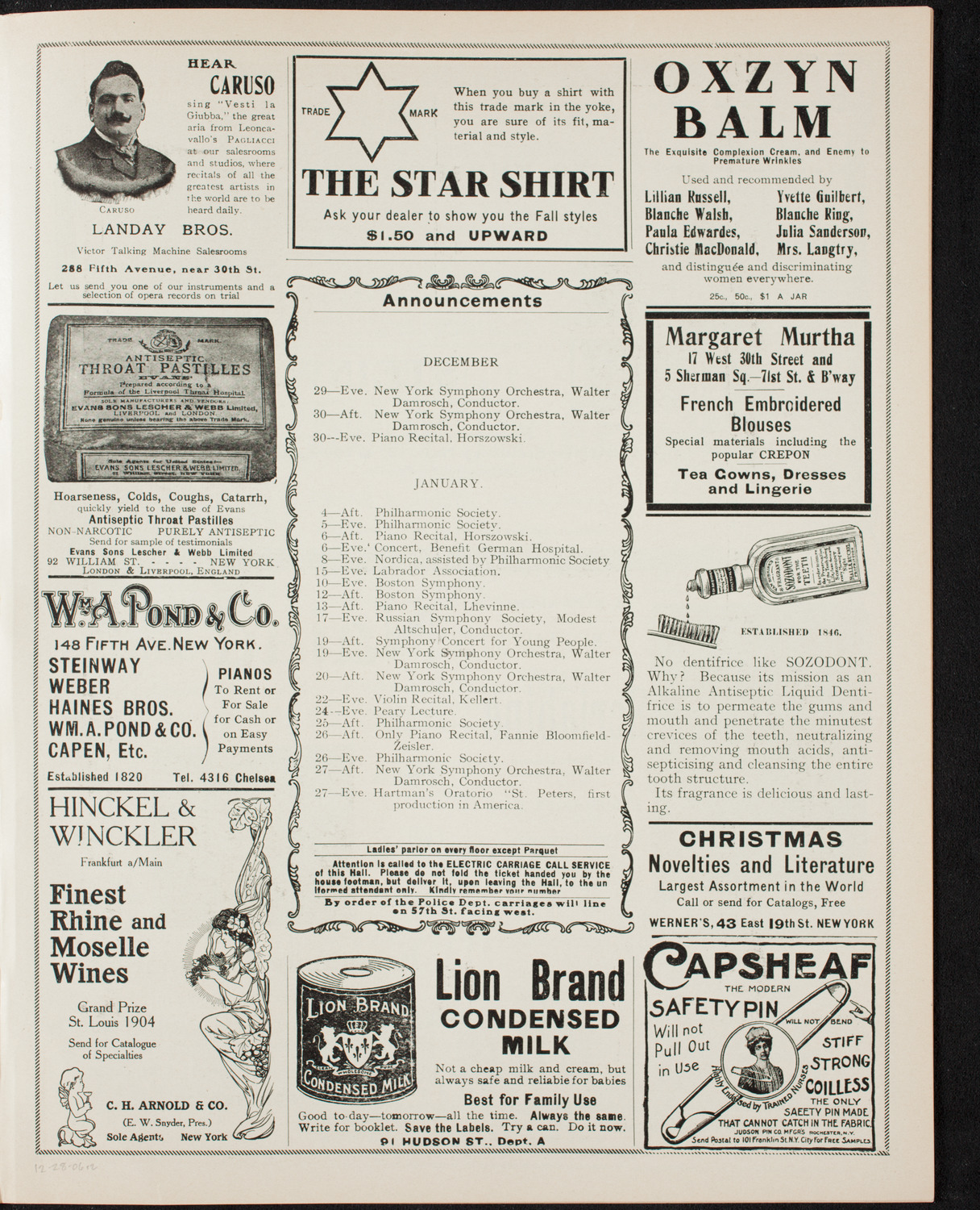 People's Symphony Concert, December 28, 1906, program page 3