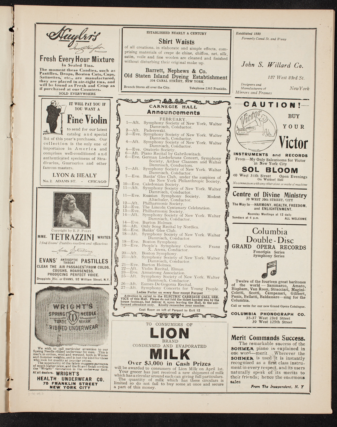 New York Symphony Orchestra: Mendelssohn Centennial Festival, January 31, 1909, program page 3