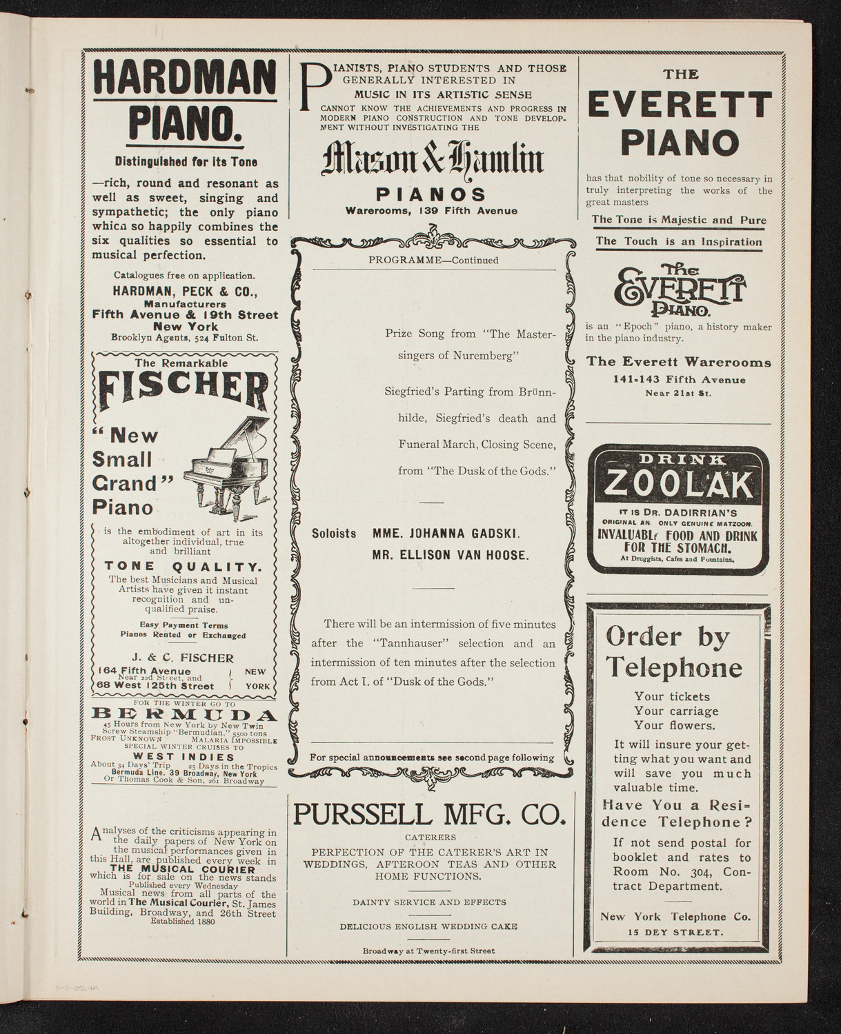Boston Symphony Orchestra, November 11, 1905, program page 7