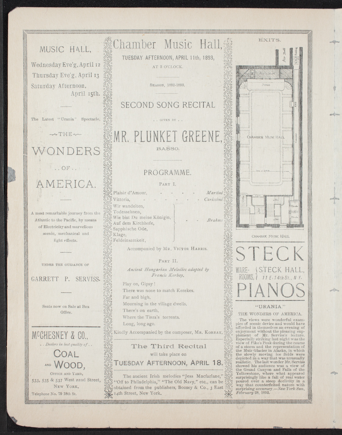 Plunket Greene, April 11, 1893, program page 2