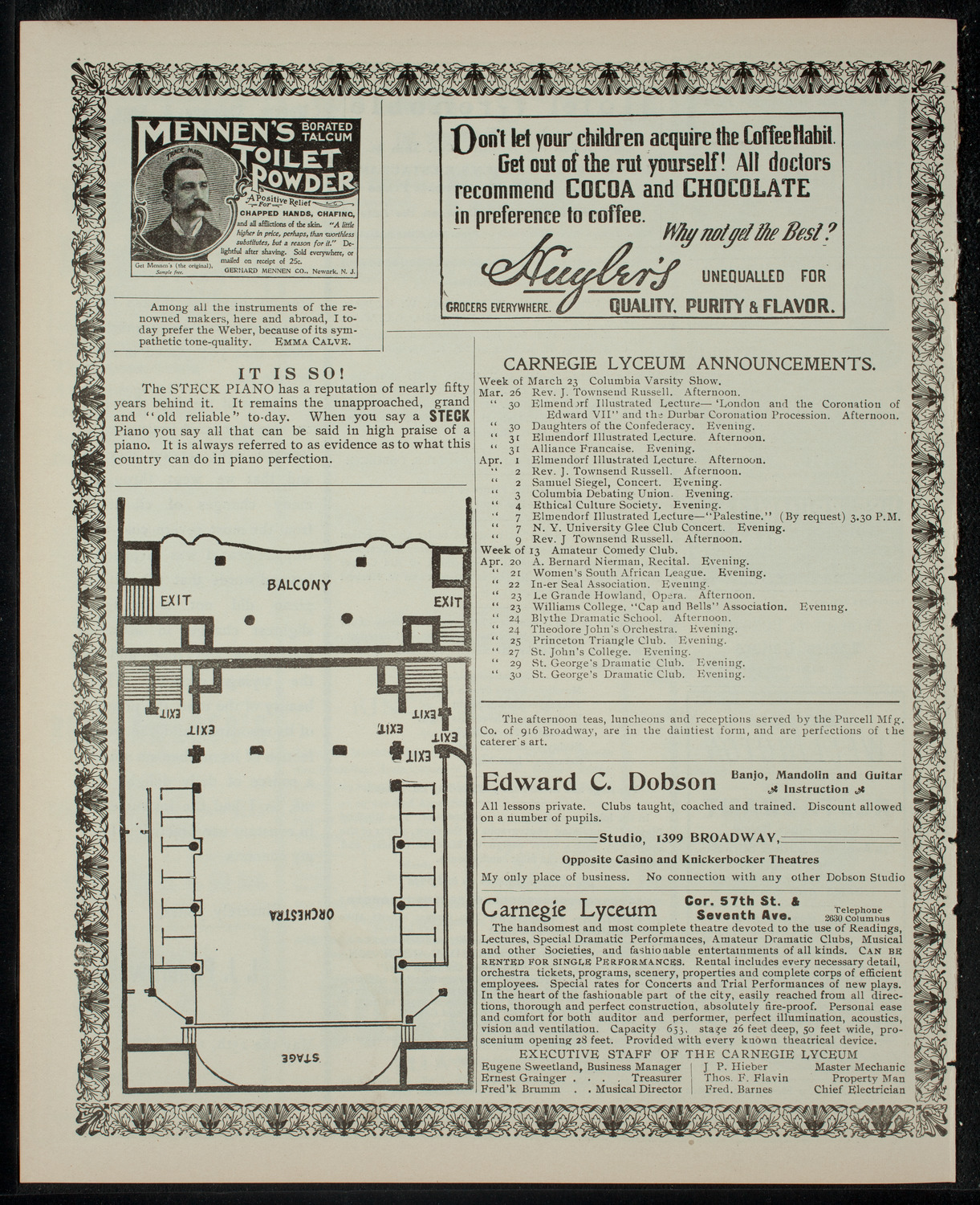 Columbia Varsity Show 1903, March 25, 1903, program page 4