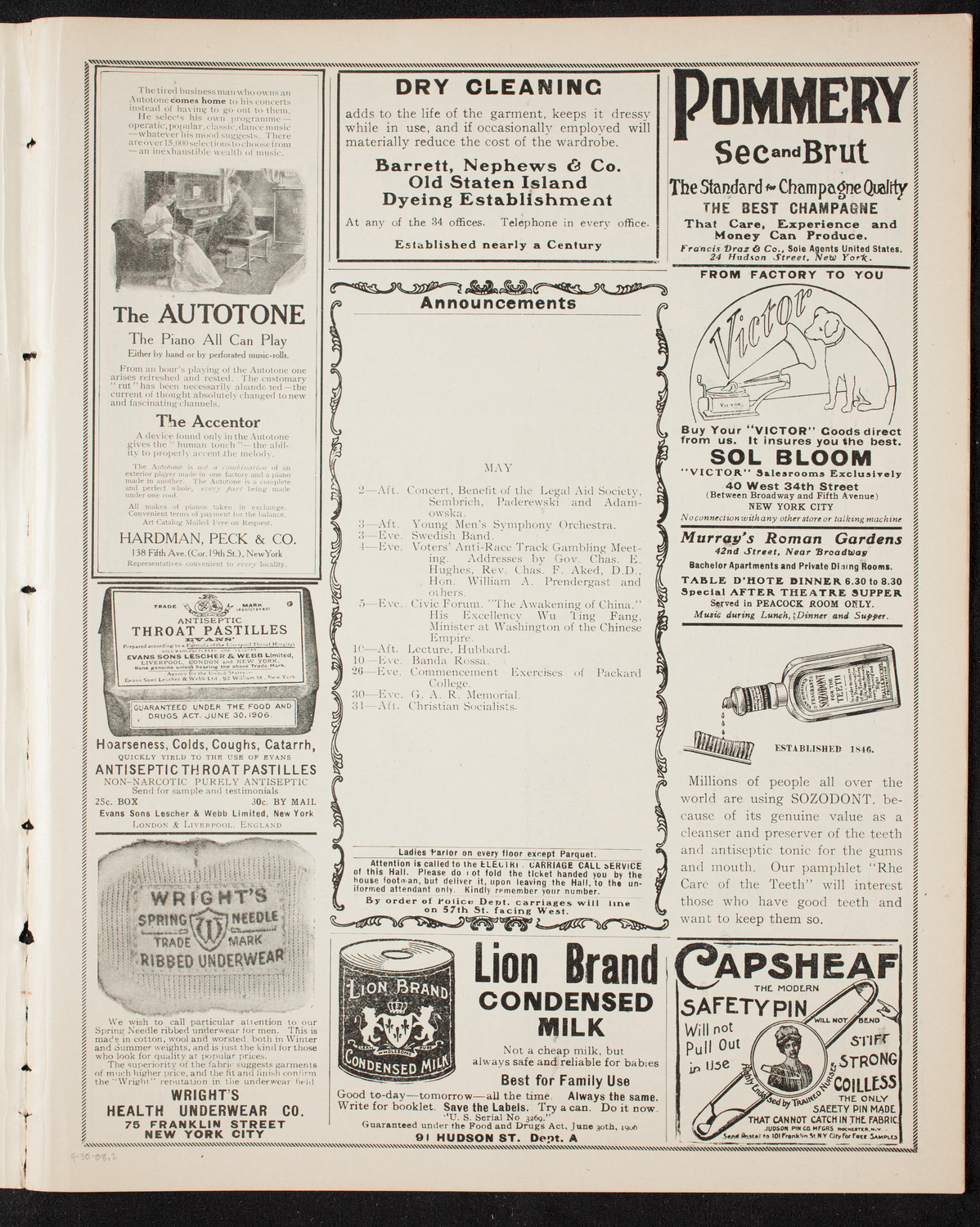 Graduation: Columbia University College of Pharmacy, April 30, 1908, program page 3