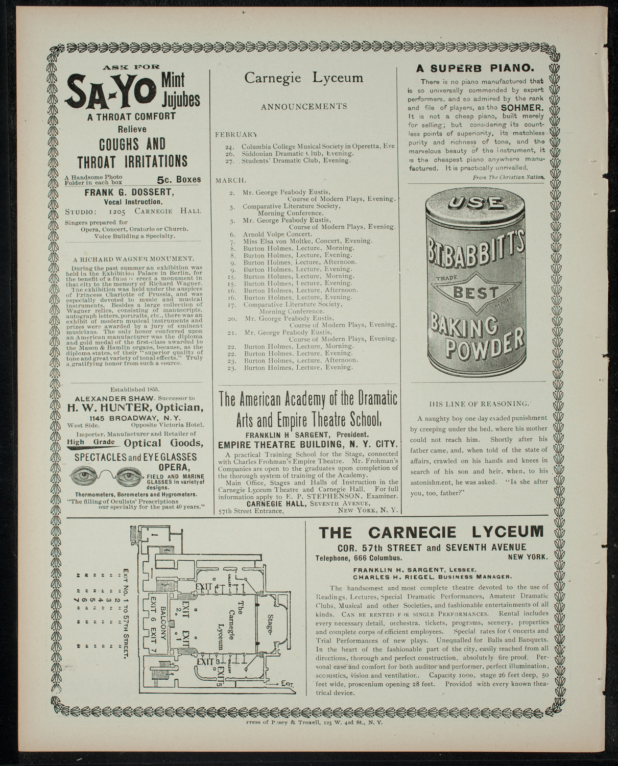 Columbia University Musical Society, February 24, 1900, program page 4