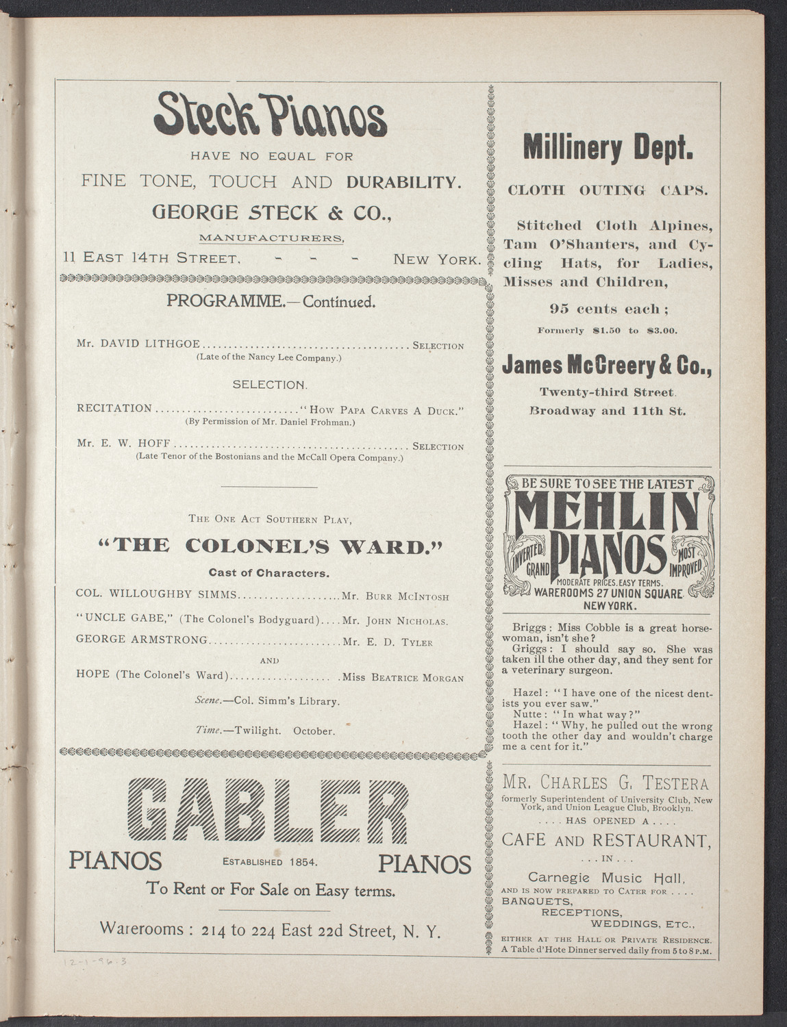 Benefit: Sunnyhour Barefoot Mission, December 1, 1896, program page 5