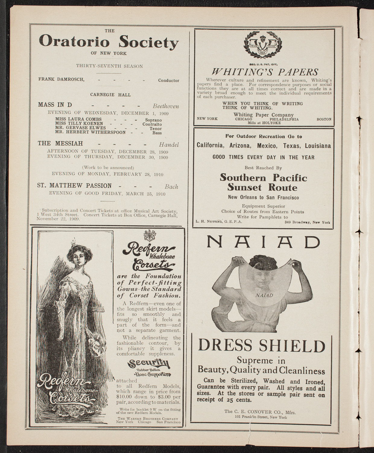 Boston Symphony Orchestra, November 13, 1909, program page 2