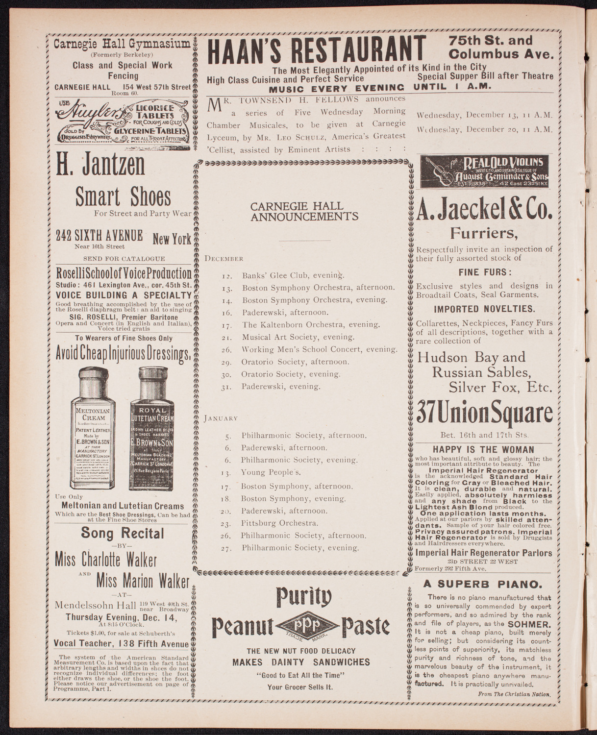 Ignacy Jan Paderewski, Piano, December 12, 1899, program page 2