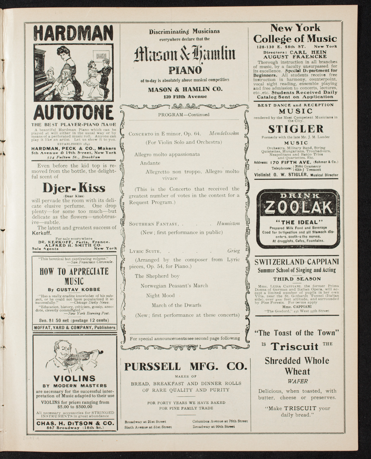 People's Symphony Concert, February 1, 1907, program page 7