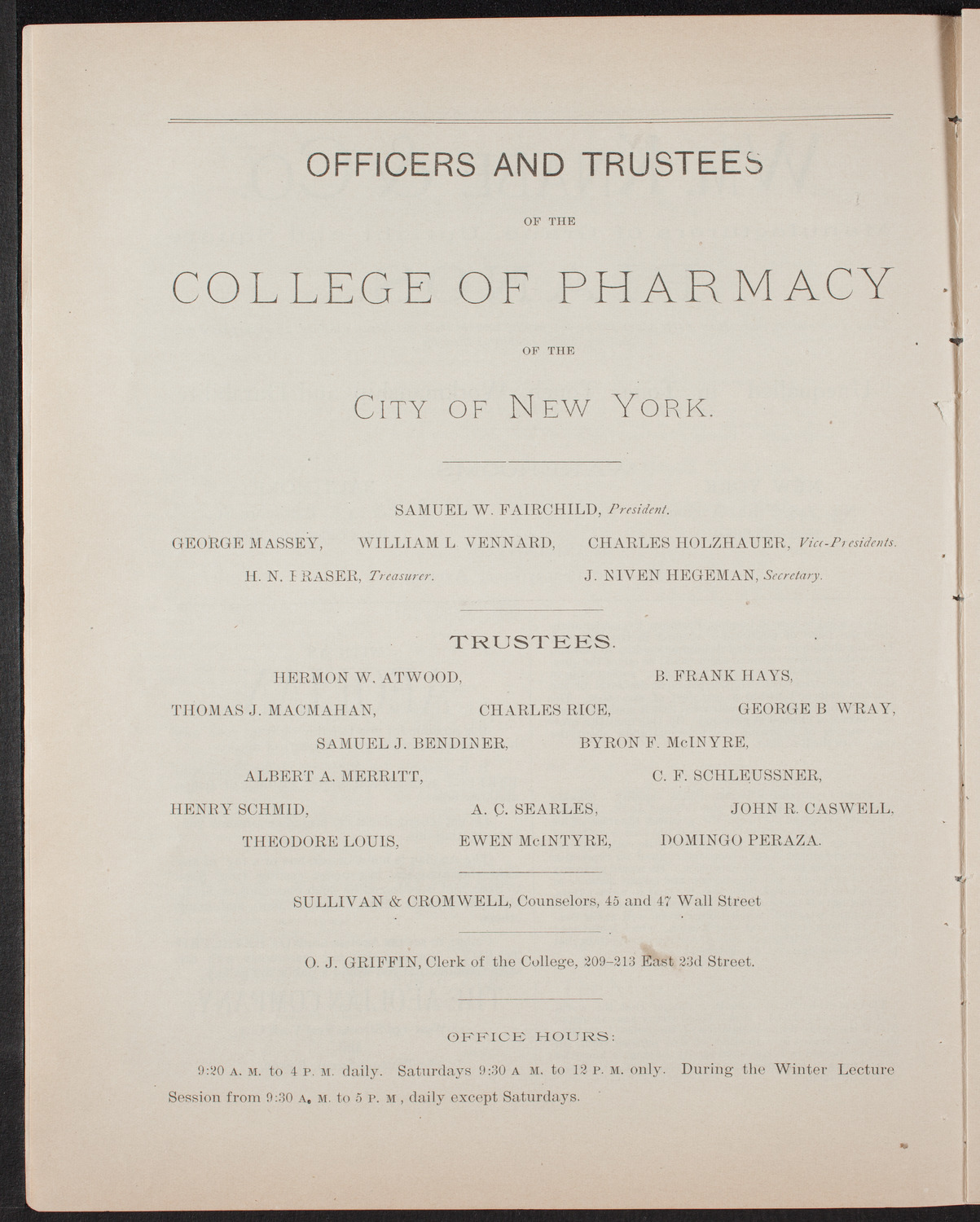 Graduation: College of Pharmacy of the City of New York, May 3, 1892, program page 4