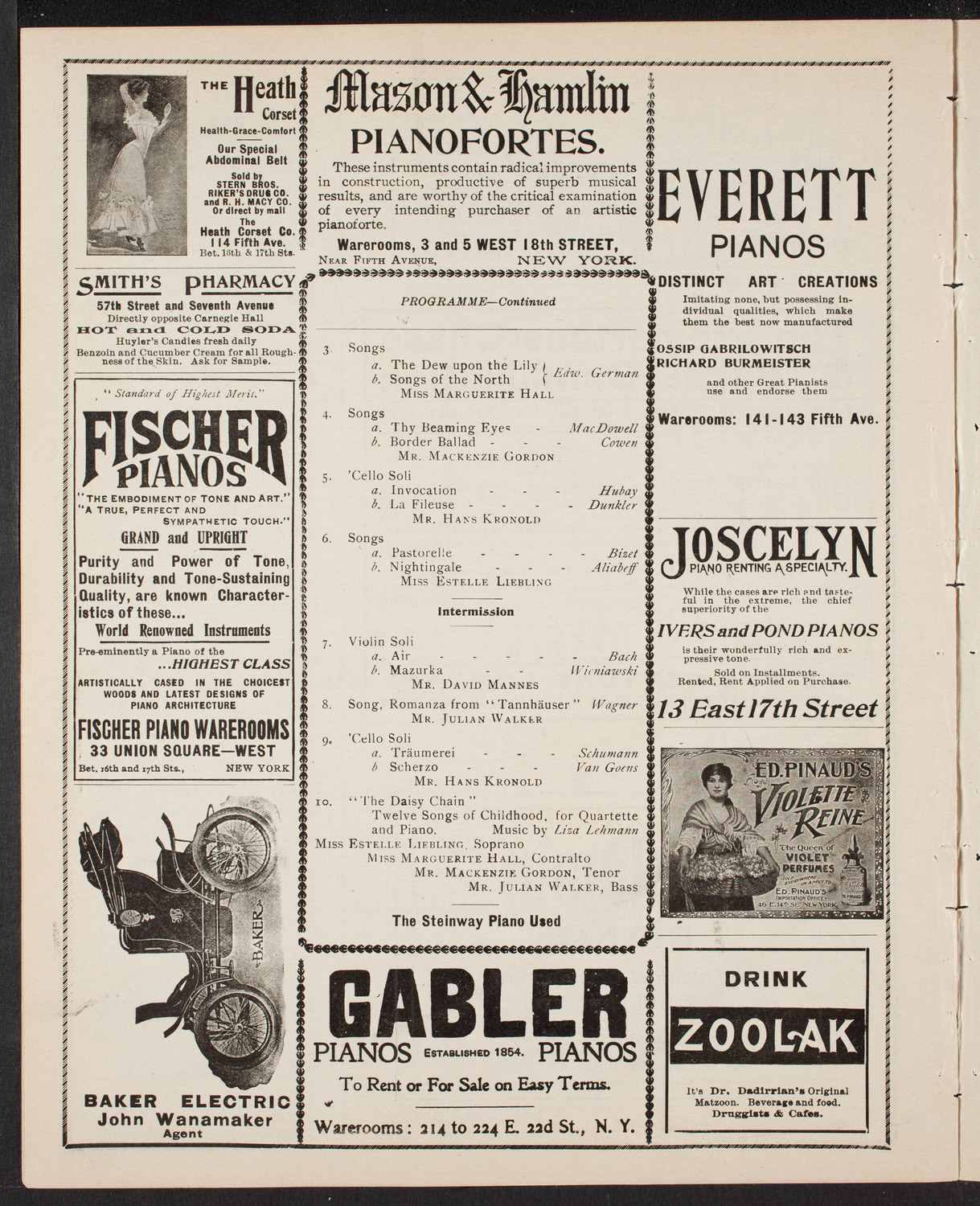 New York City Teachers' Association Concert, March 8, 1902, program page 8