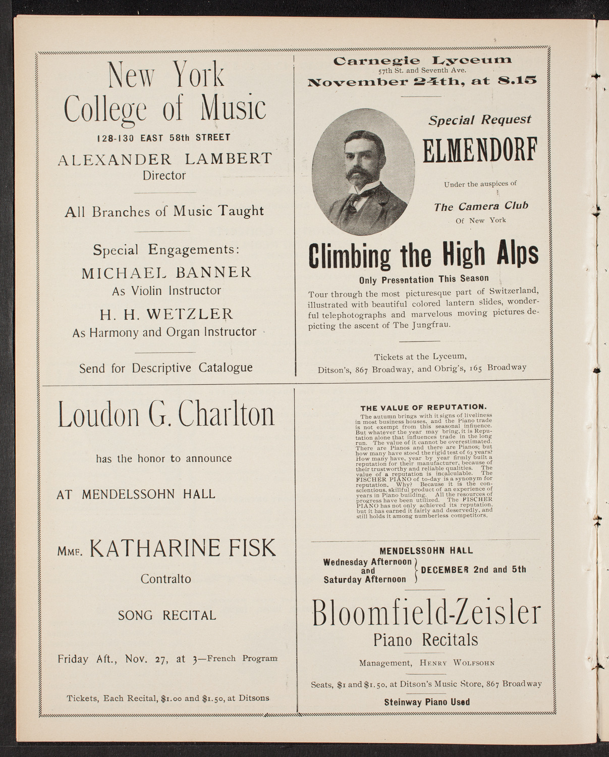 Wetzler Symphony Orchestra, November 21, 1903, program page 10