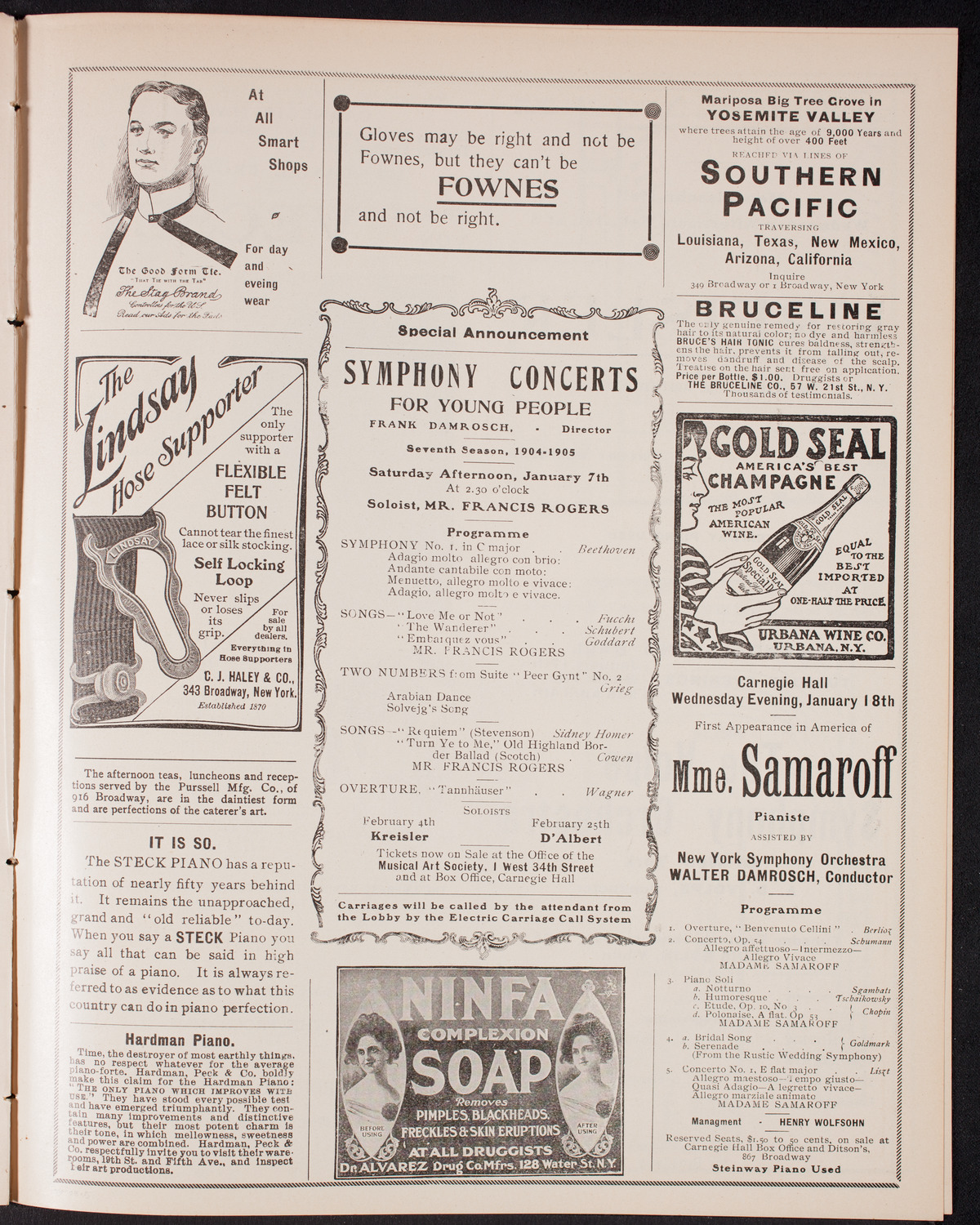 New York Philharmonic, January 6, 1905, program page 9