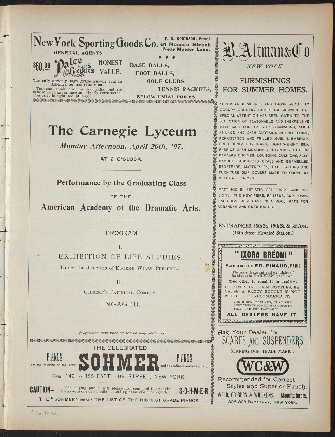 American Academy of Dramatic Arts, April 26, 1897, program page 3