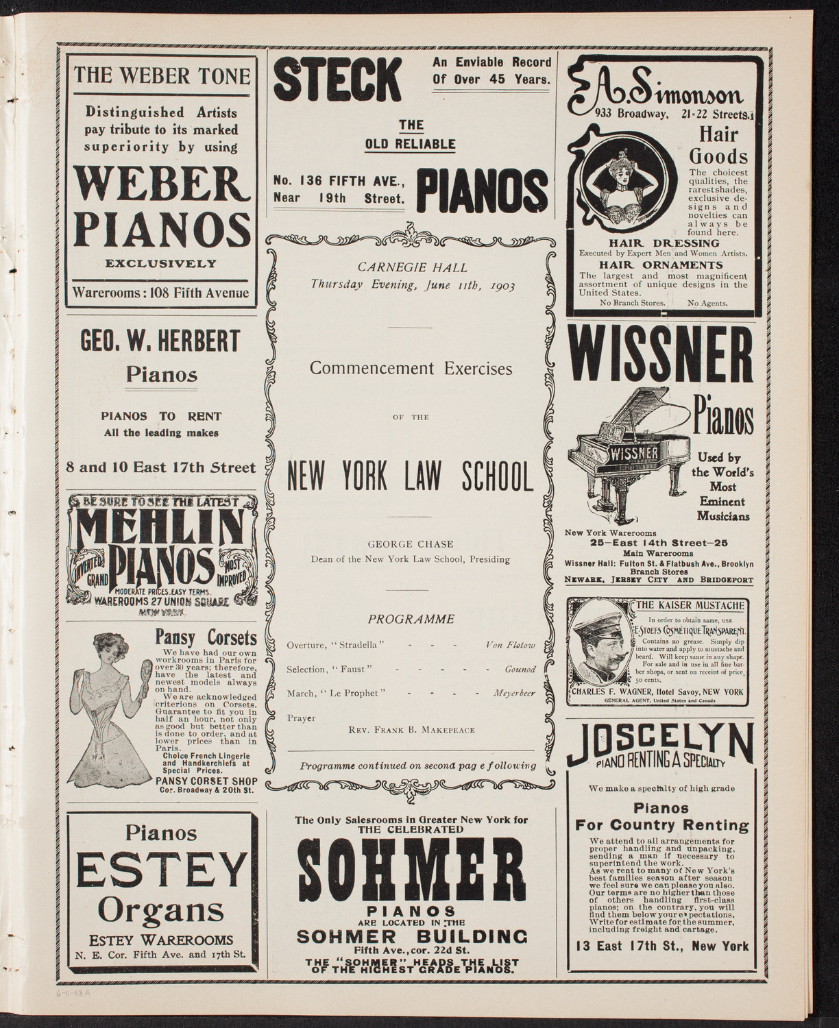 Graduation: New York Law School, June 11, 1903, program page 7