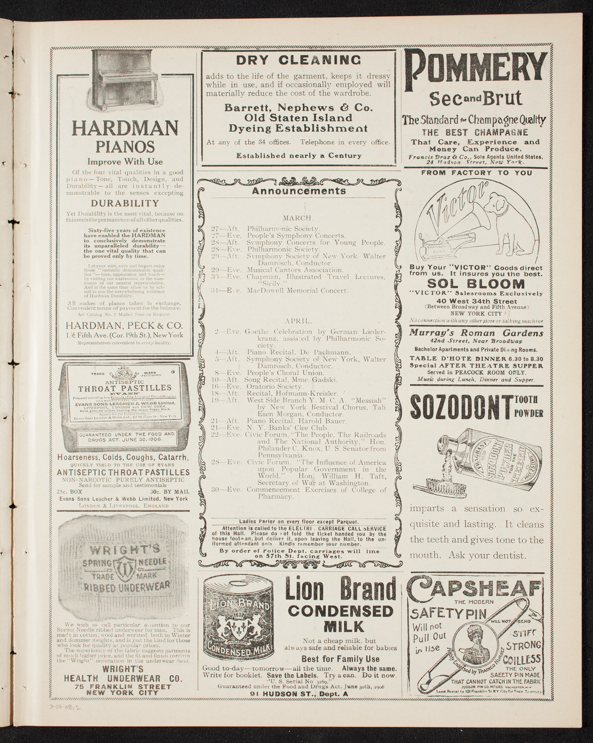 Volpe Symphony Society of New York, March 26, 1908, program page 3