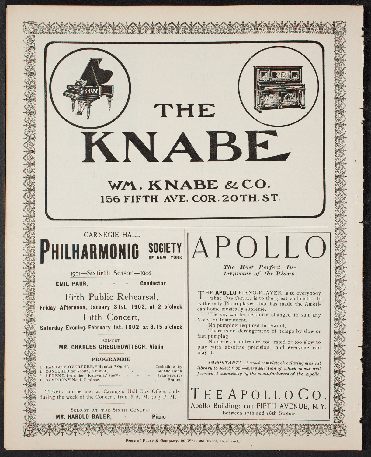 Pittsburgh Symphony Orchestra, January 21, 1902, program page 10