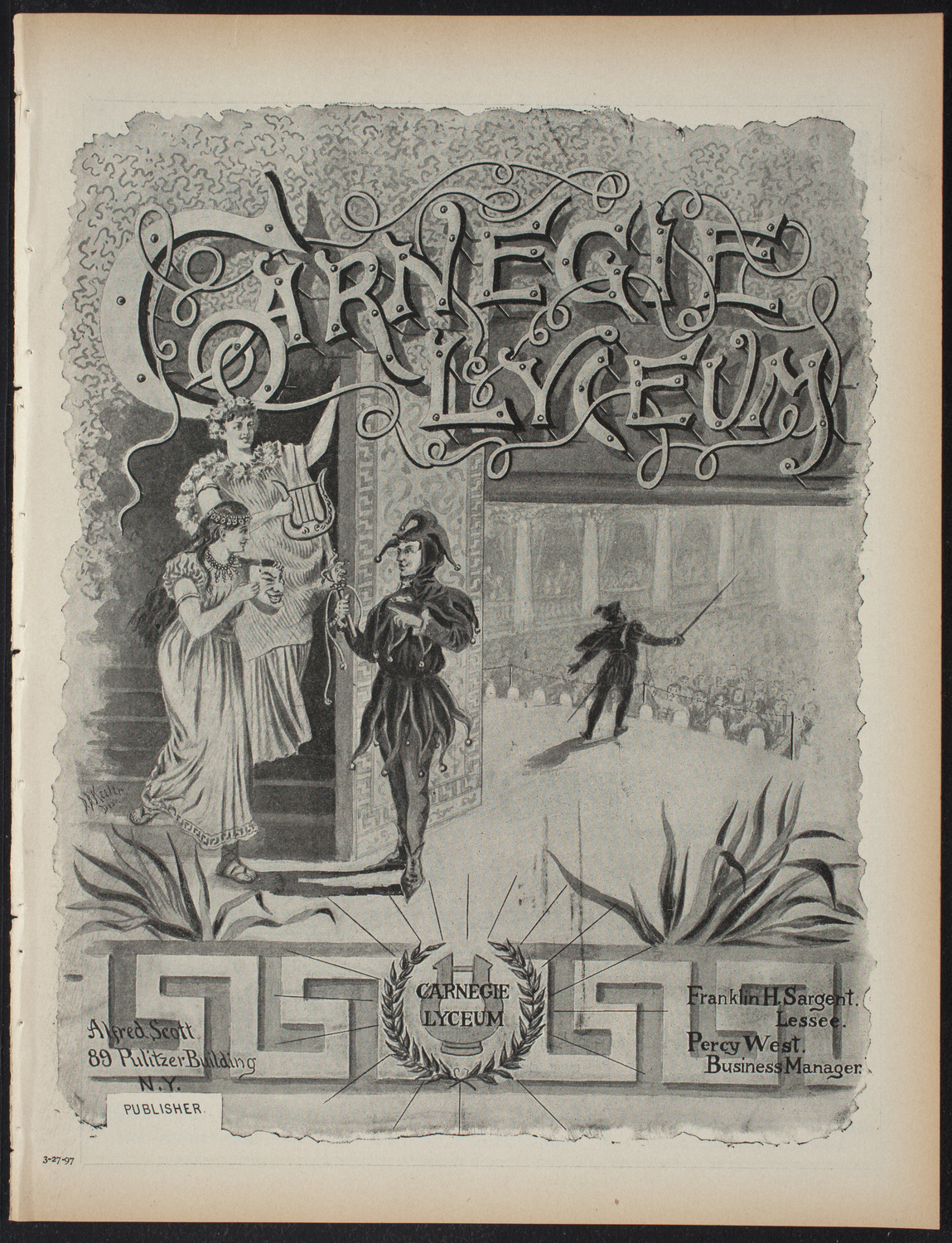 Saturday Morning Conferences on Comparative Literature, March 27, 1897, program page 1