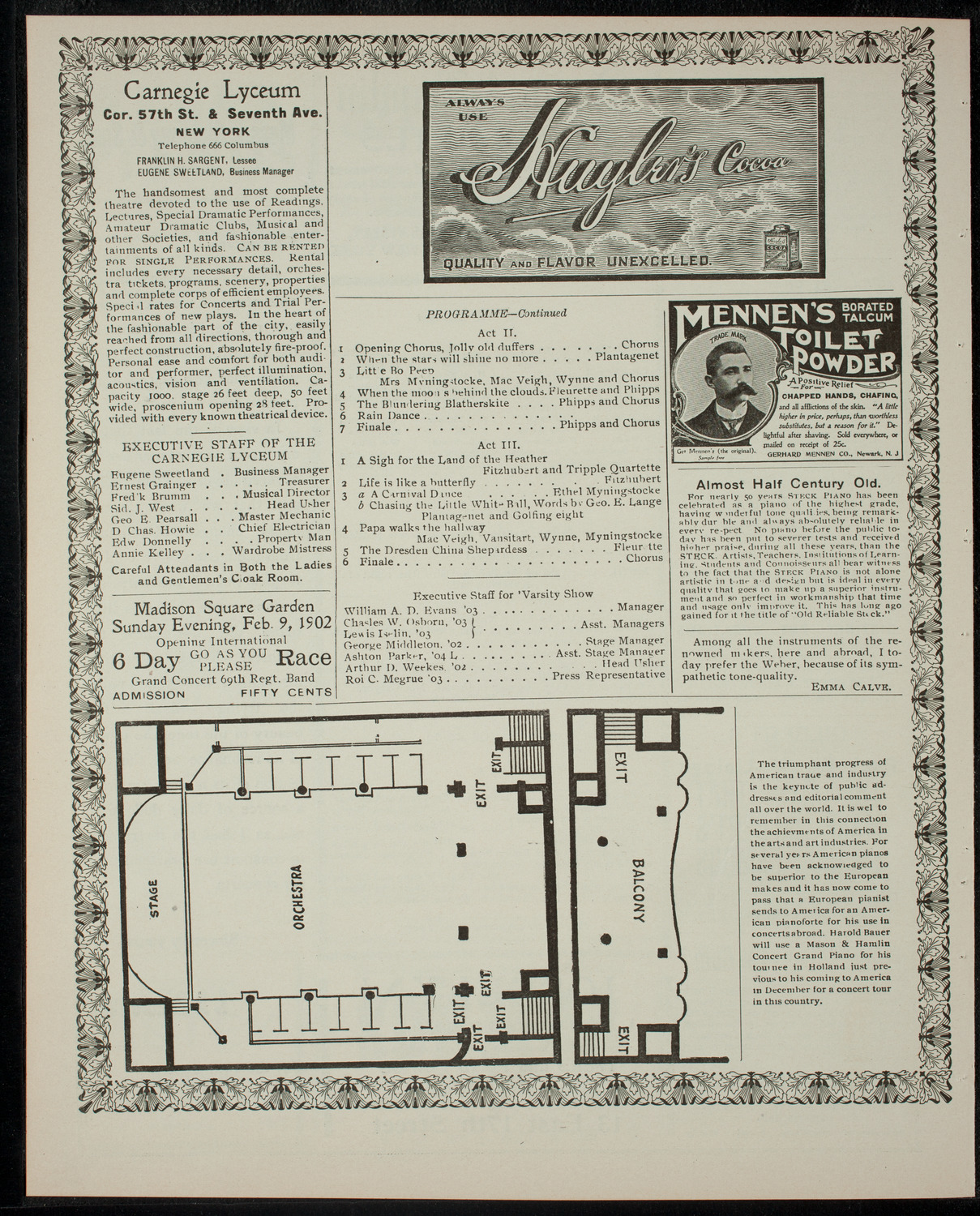 Columbia University Varsity Show, February 12, 1902, program page 4