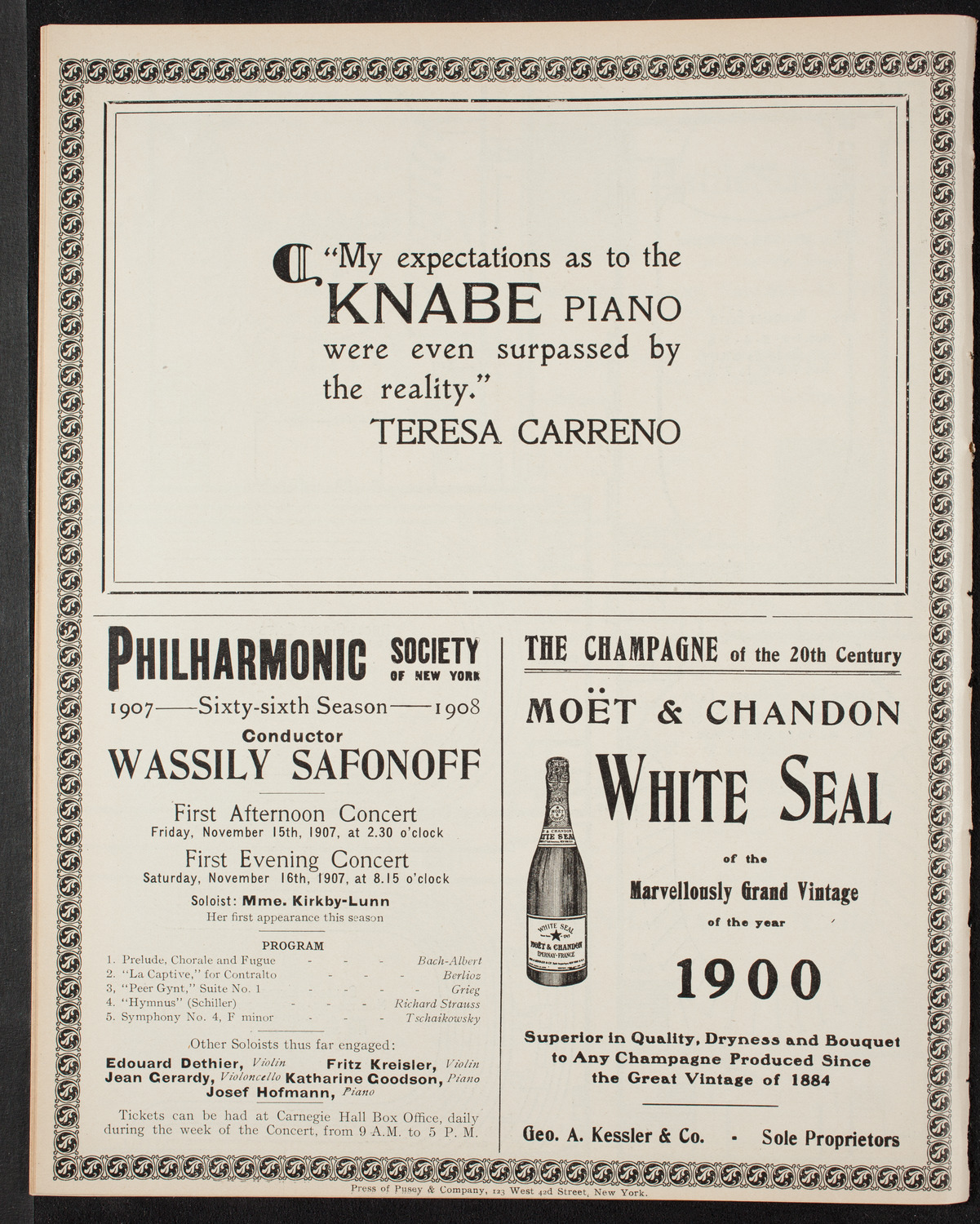 New York Symphony Orchestra, November 3, 1907, program page 16