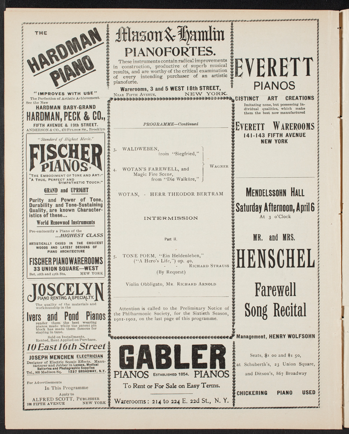 New York Philharmonic, March 30, 1901, program page 6