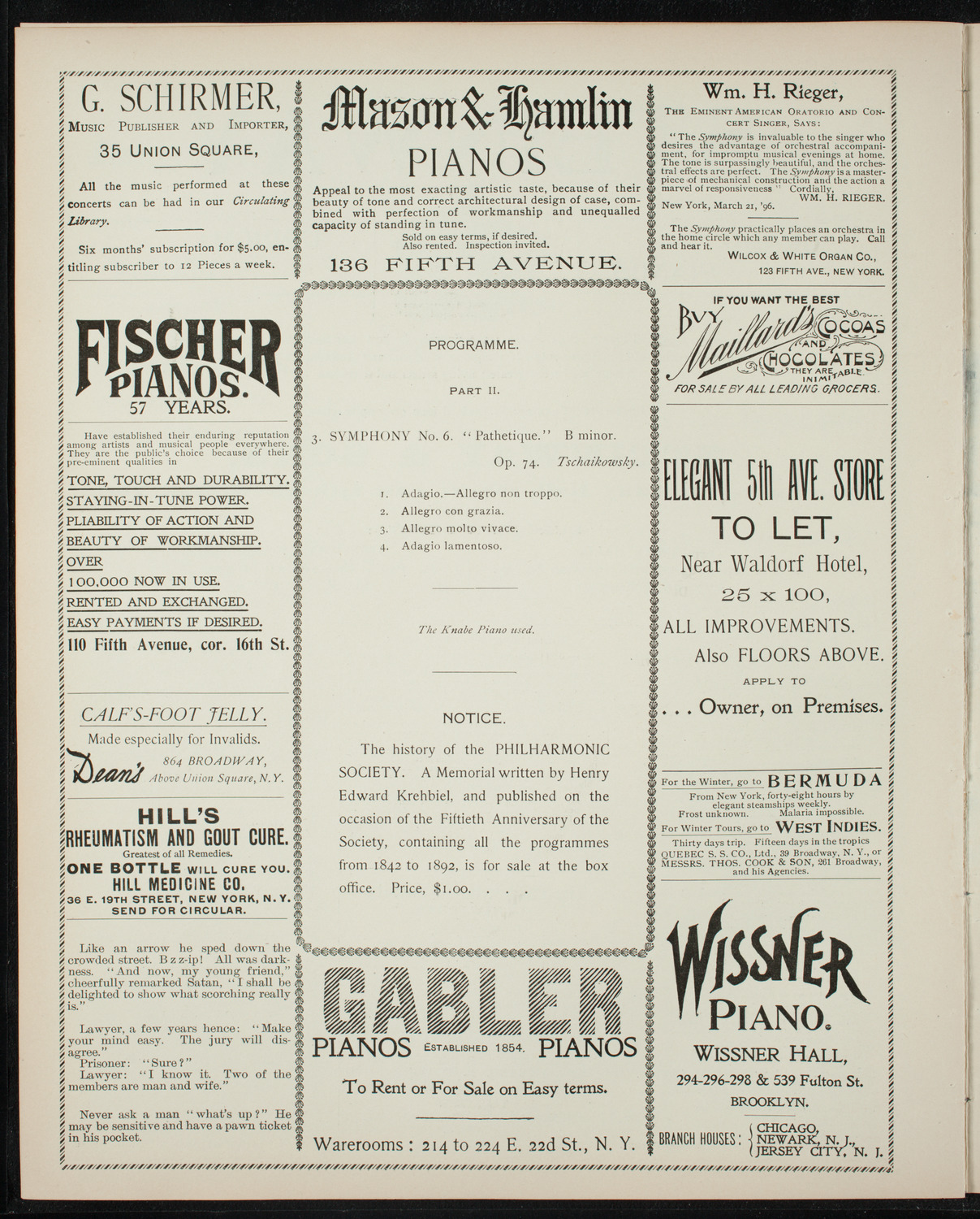 New York Philharmonic, January 9, 1897, program page 6