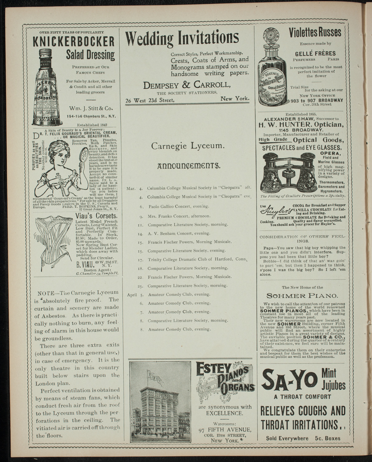 Comparative Literature Society Saturday Morning Conference, March 4, 1899, program page 2