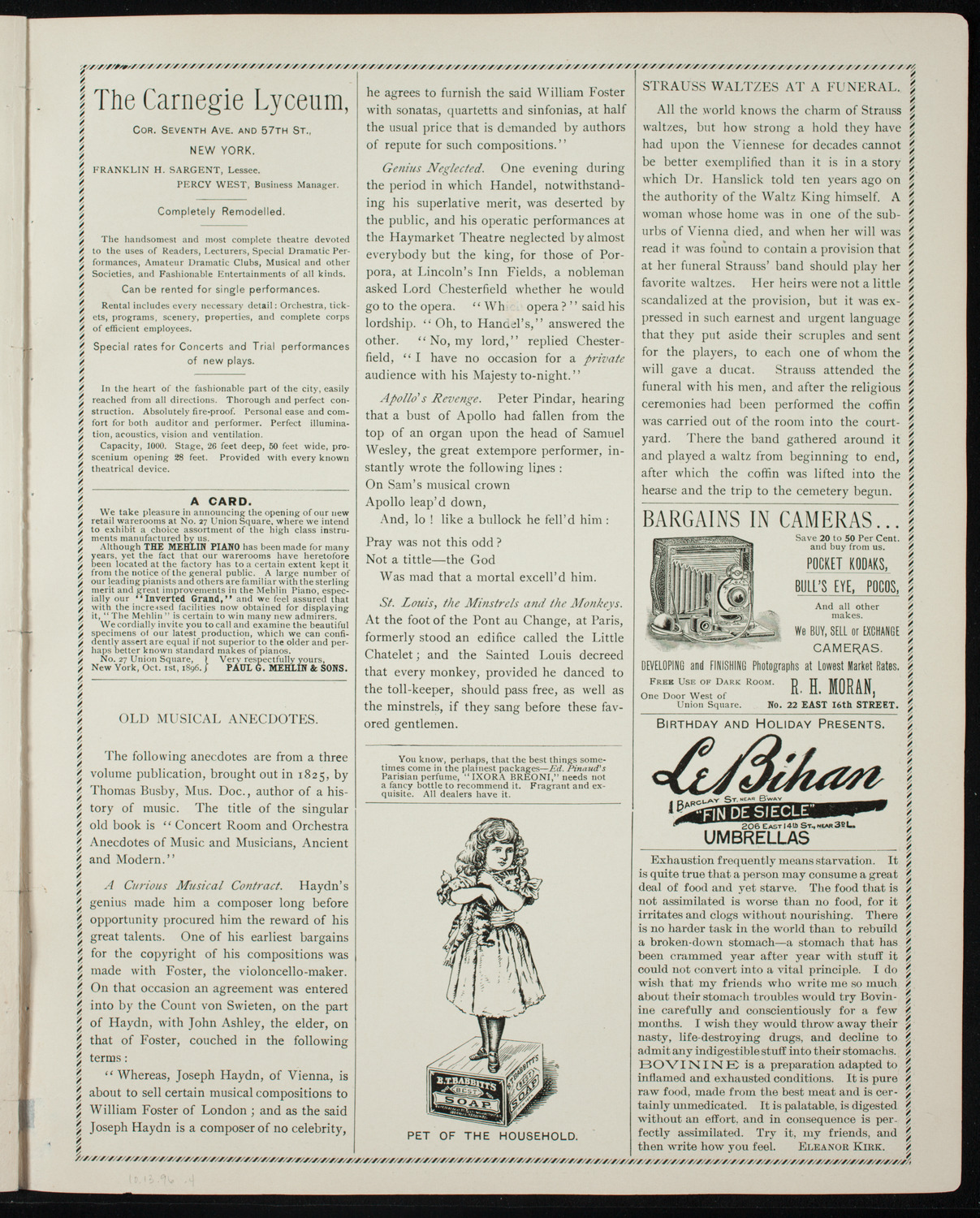 Lecture by Ian Maclaren (Rev. John Watson), October 13, 1896, program page 7