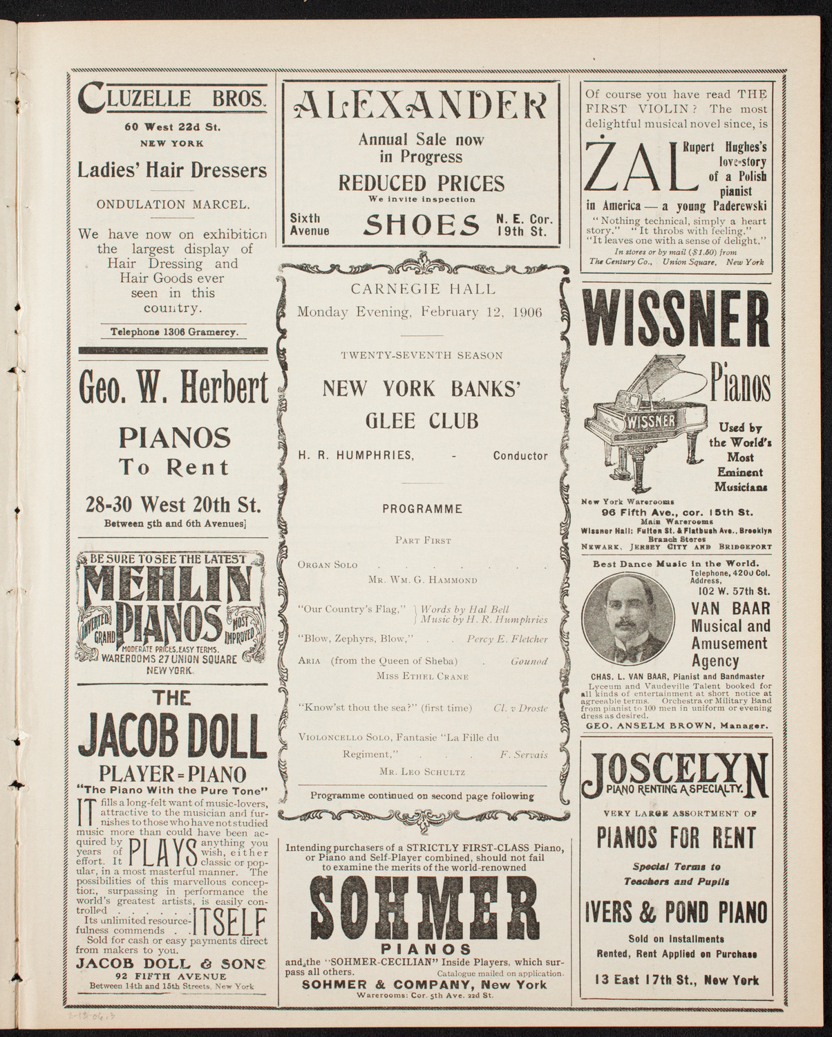 New York Banks' Glee Club, February 12, 1906, program page 5