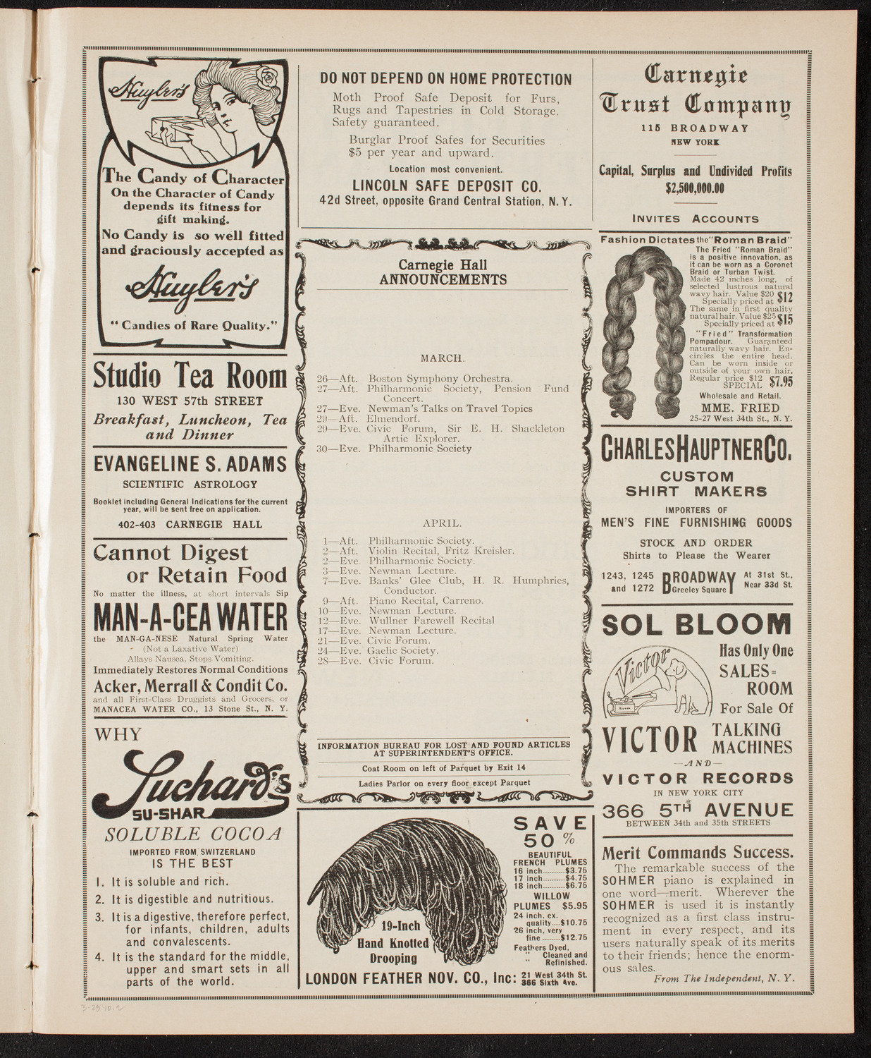 Oratorio Society of New York, March 25, 1910, program page 3