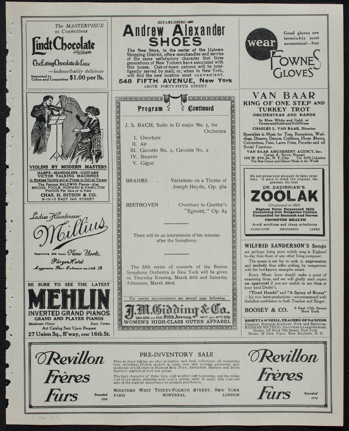 Boston Symphony Orchestra, February 22, 1913, program page 7