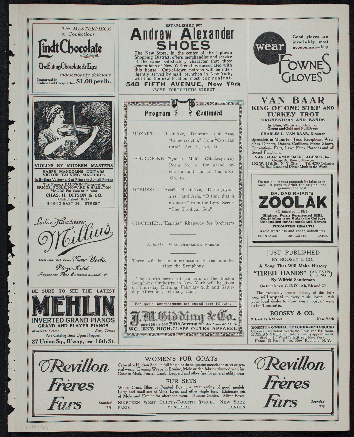 Boston Symphony Orchestra, January 11, 1913, program page 7