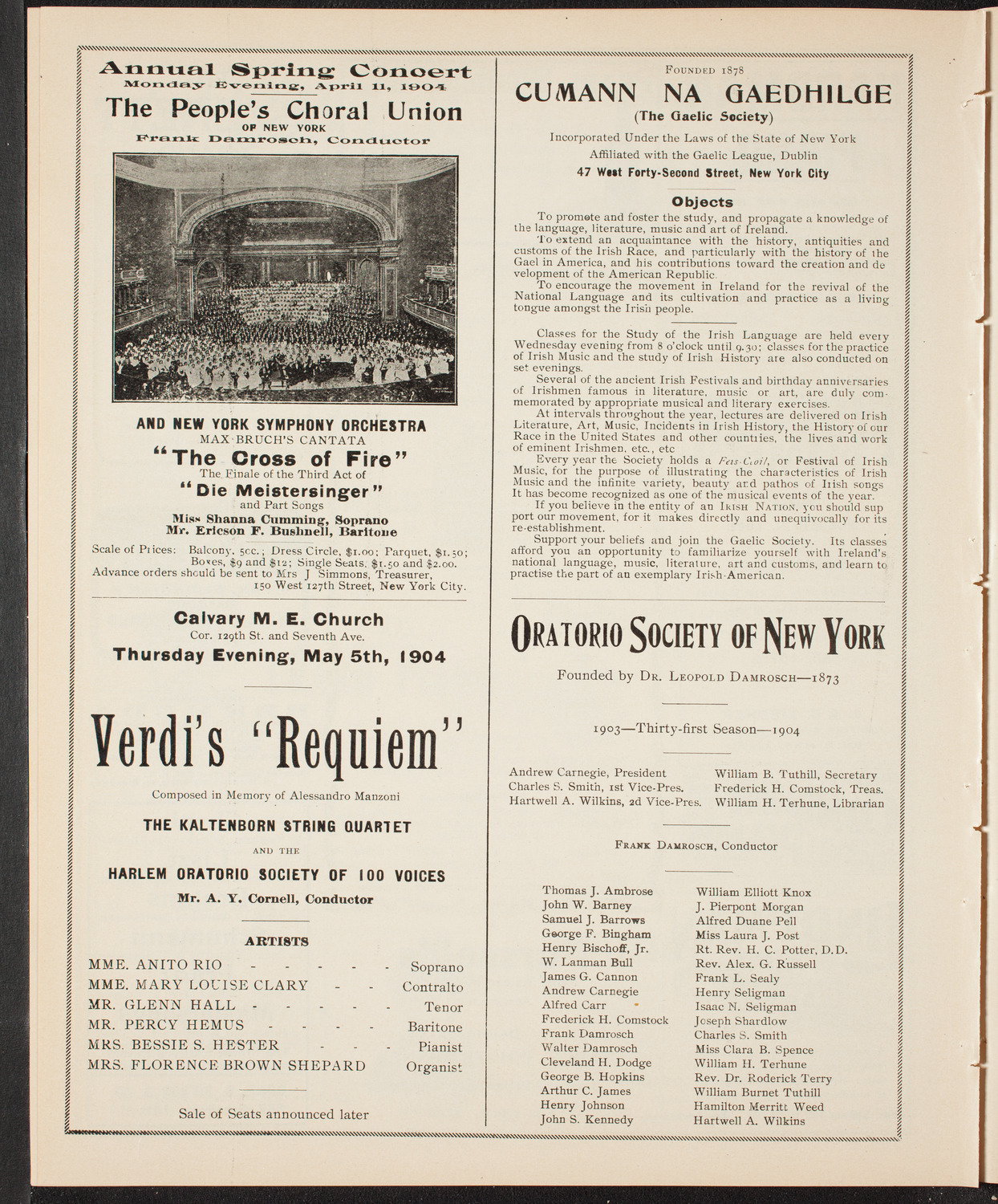 Gaelic Society Annual Concert, April 10, 1904, program page 8