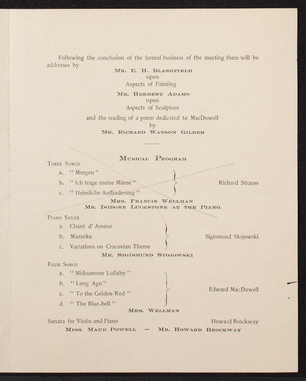 MacDowell Club of New York City, April 9, 1906, program page 3