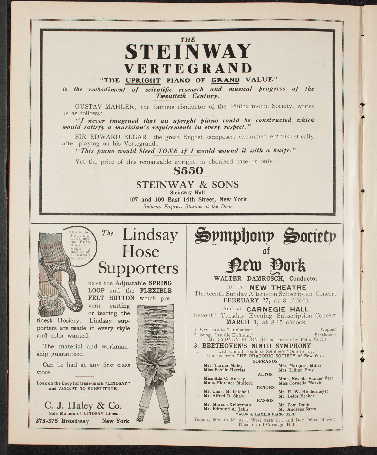 New York Symphony Orchestra, February 22, 1910, program page 4
