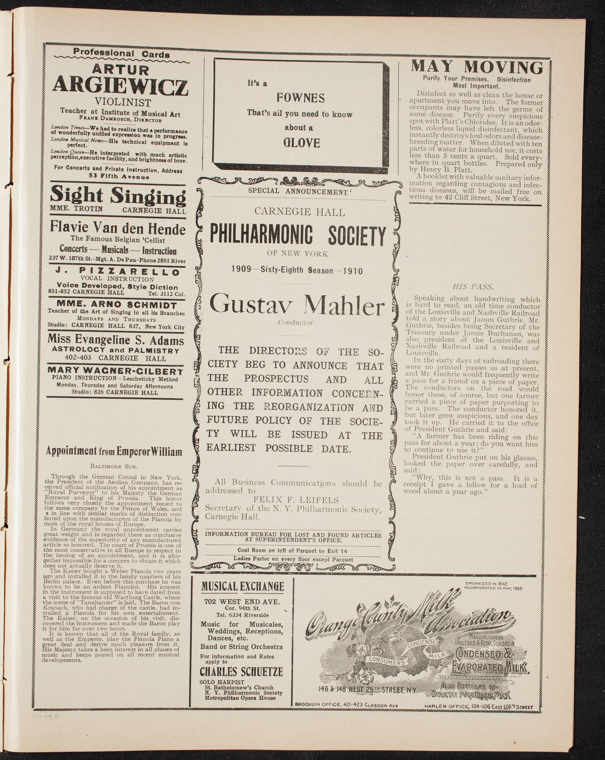 Benefit: Society of St. Vincent de Paul, May 2, 1909, program page 9