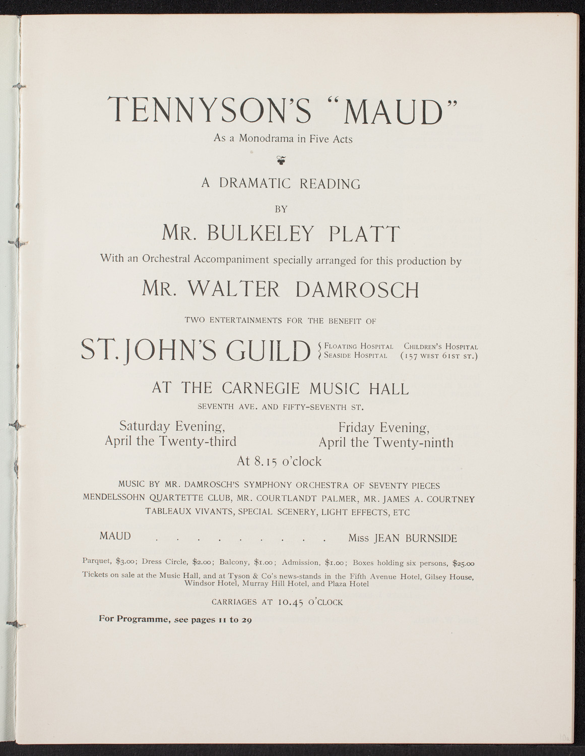 Tennyson's "Maud", April 23, 1892, program page 2