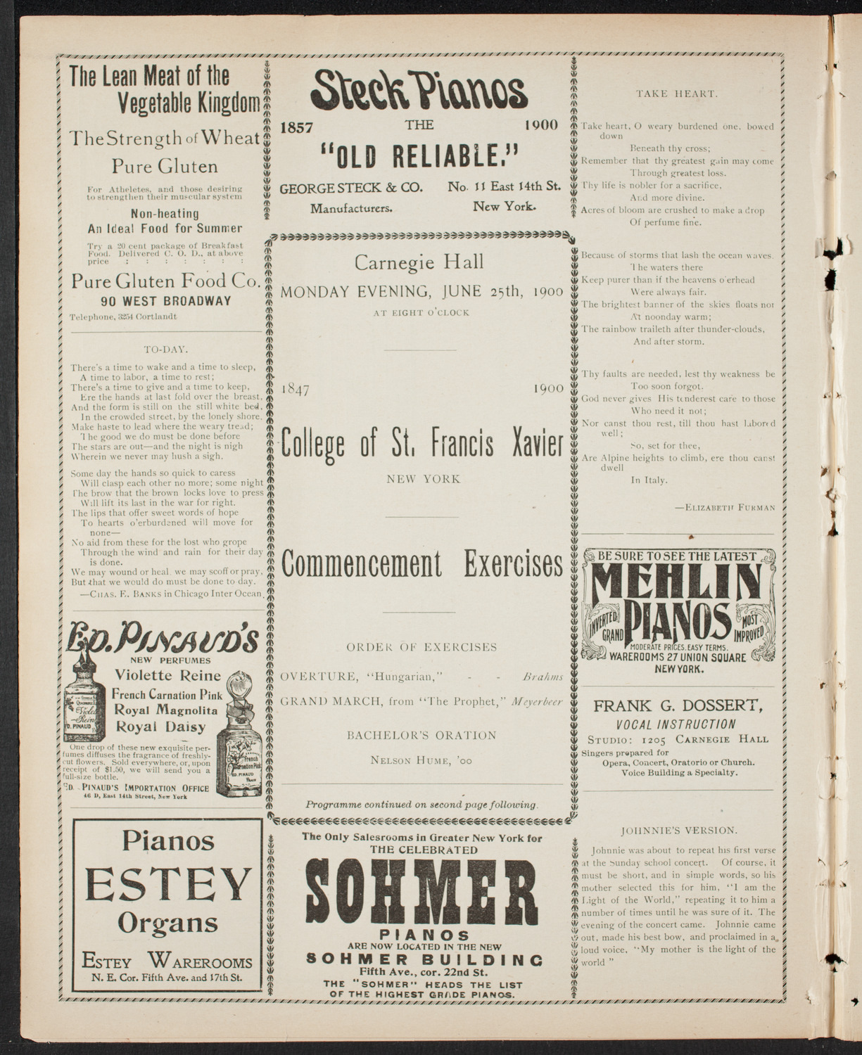 Graduation: College of St. Francis Xavier, June 25, 1900, program page 4