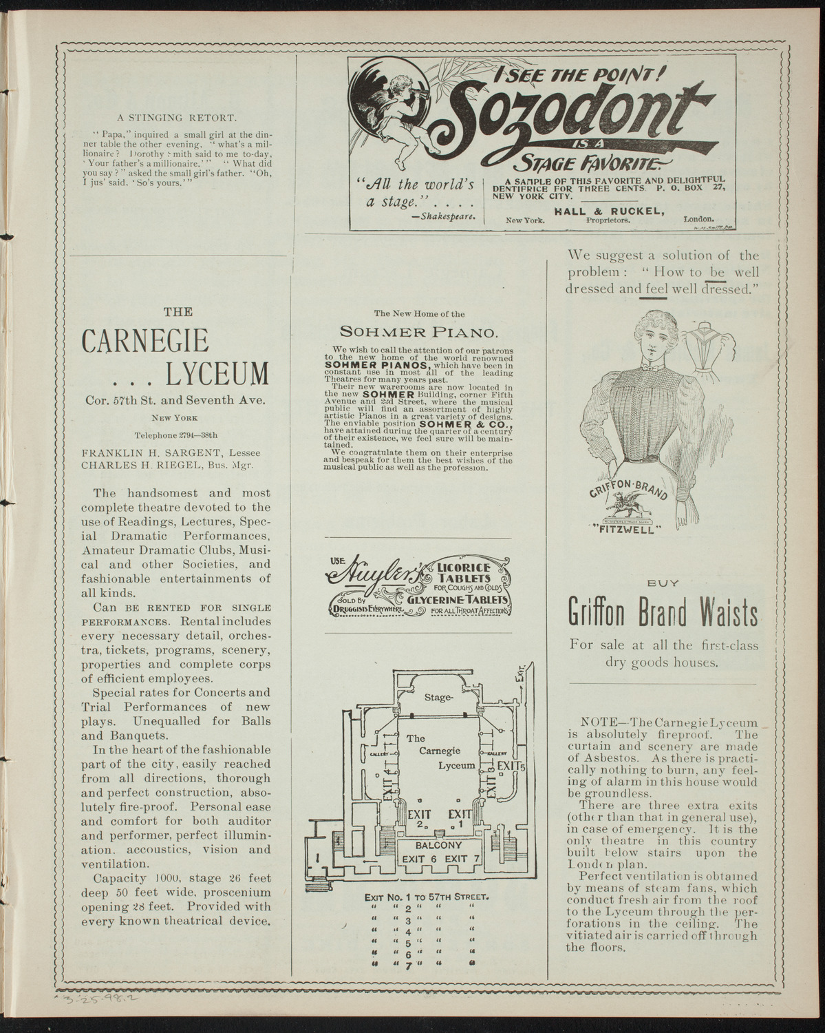 The People's Institute/ Lecture: Labor Problems, March 25, 1898, program page 3