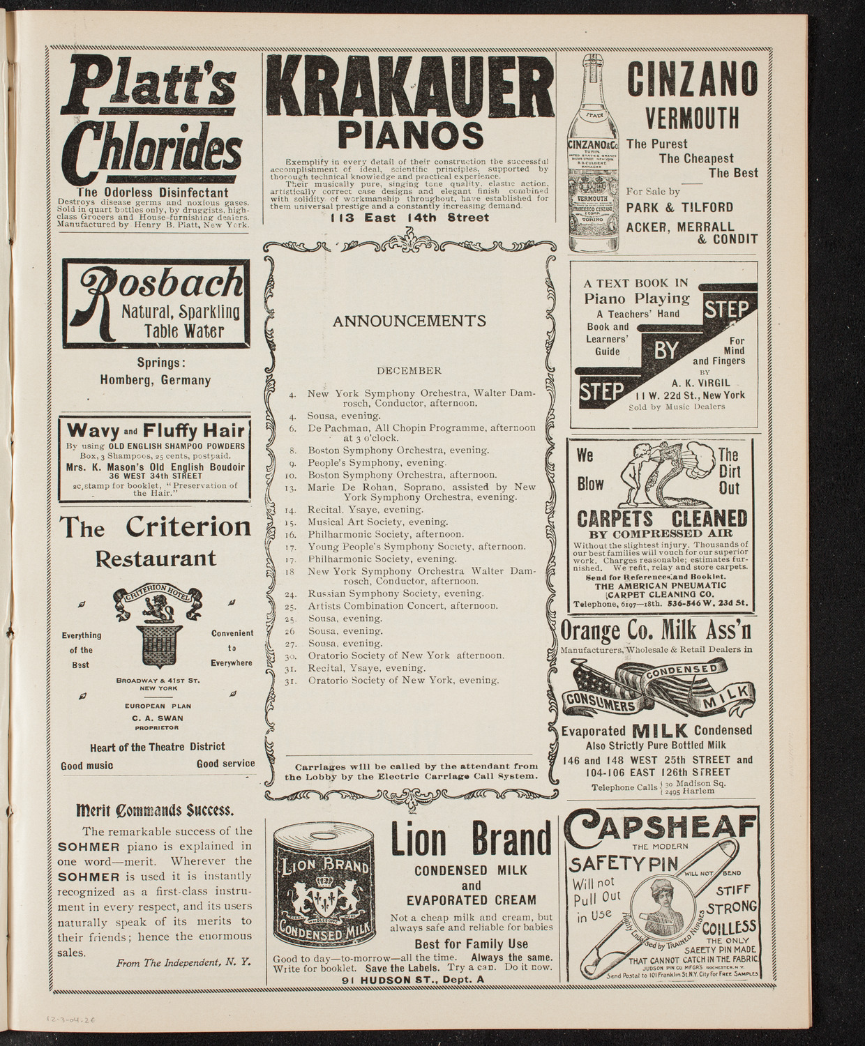 New York Philharmonic, December 3, 1904, program page 3