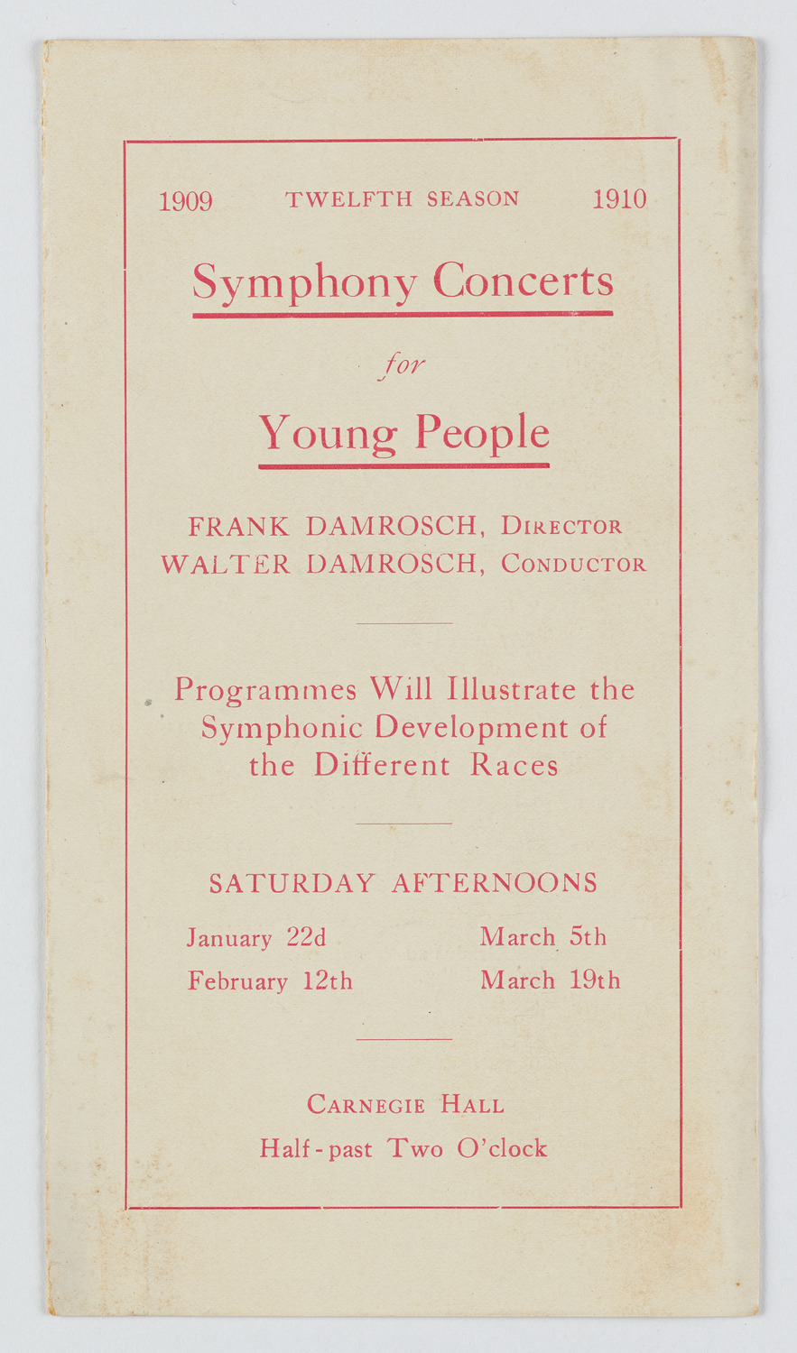 Symphony Concert for Young People, 1910