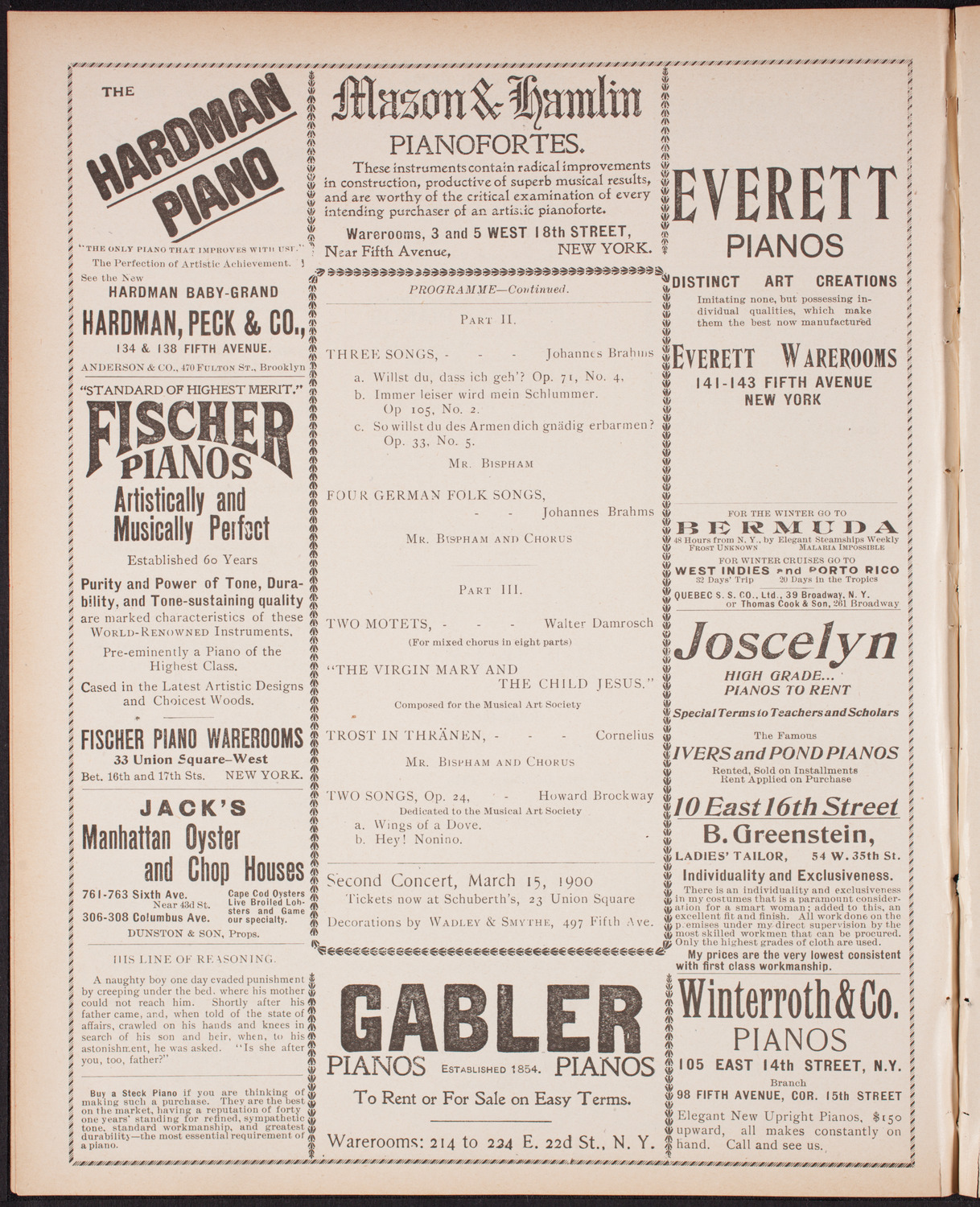 Musical Art Society of New York, December 21, 1899, program page 6