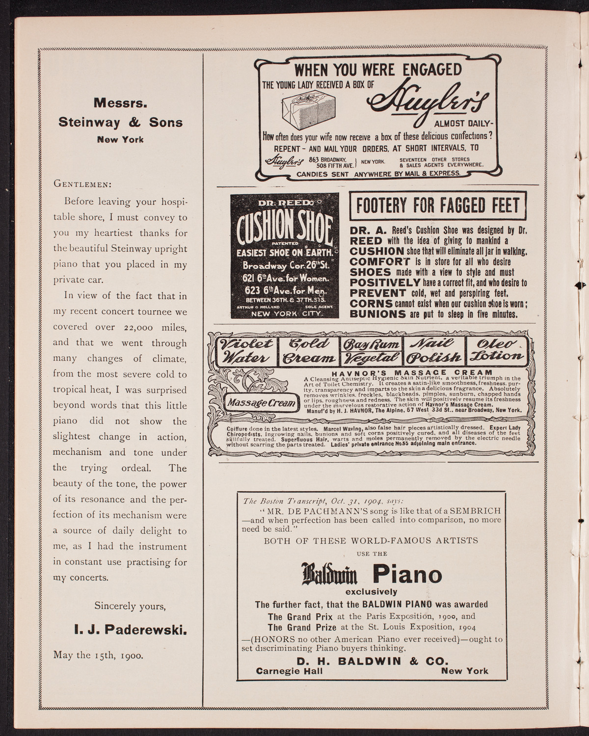 Eugène Ysaÿe, Violin, with the New York Symphony Orchestra, January 15, 1905, program page 4